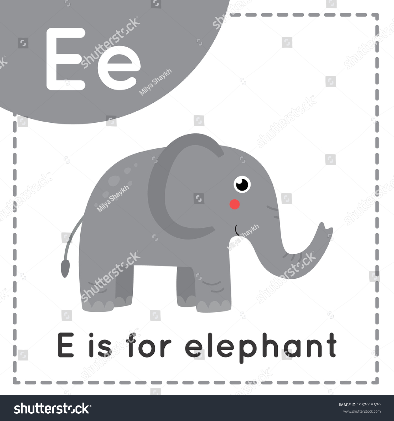 Animal Alphabet Flashcard Children Learning Letter Stock Vector ...