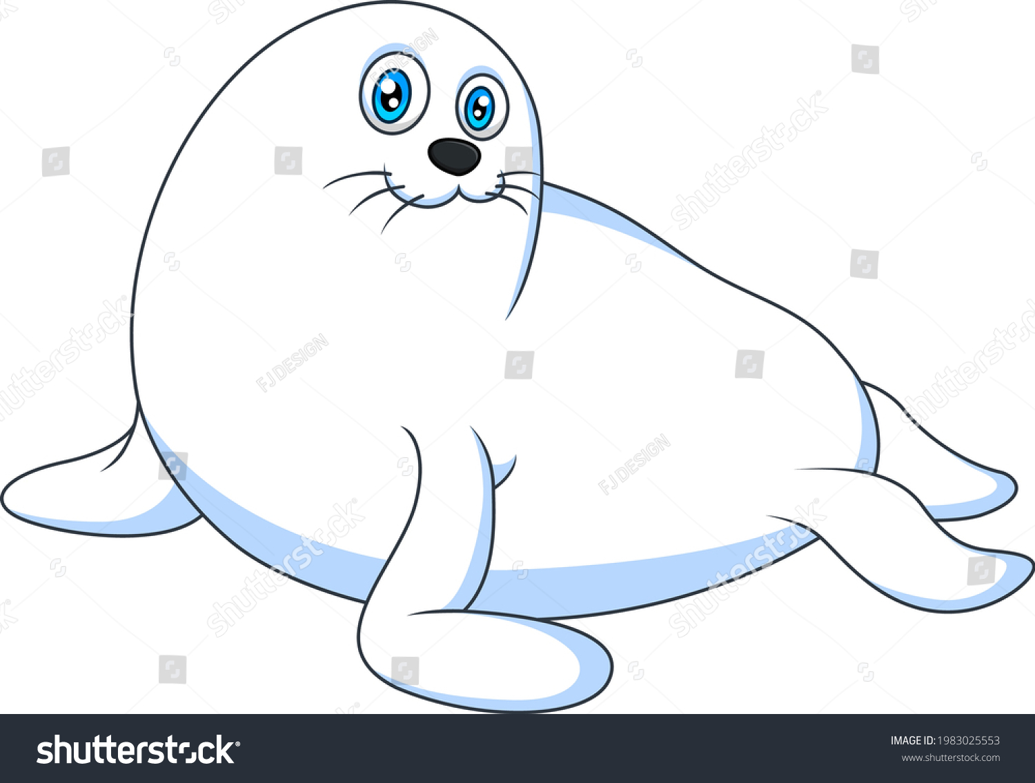 Vector Cartoon Harp Seal Cute Adorable Stock Vector (Royalty Free ...