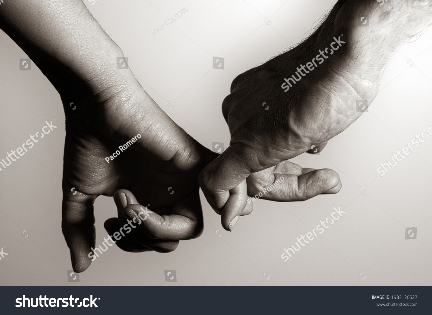 Sepia Toned Photograph 2 Hands Intertwined Stock Photo 1983120527 ...