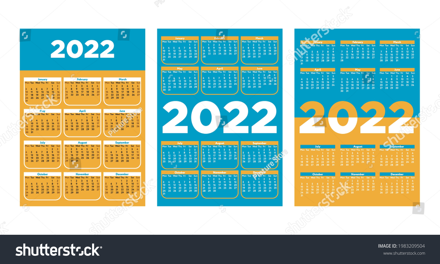 2022 Annual Calendar Vector Illustration Flat Stock Vector Royalty 2022 Annual Calendar Vector Illustration Flat Stock Vector Royalty