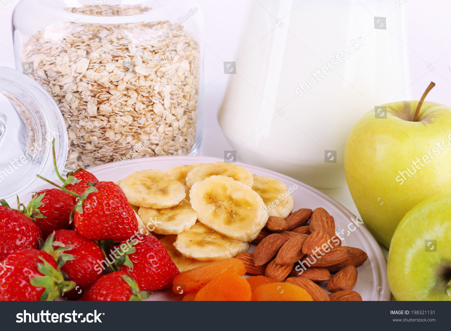 Healthy Cereal Milk Fruits Close Stock Photo 198321131 | Shutterstock