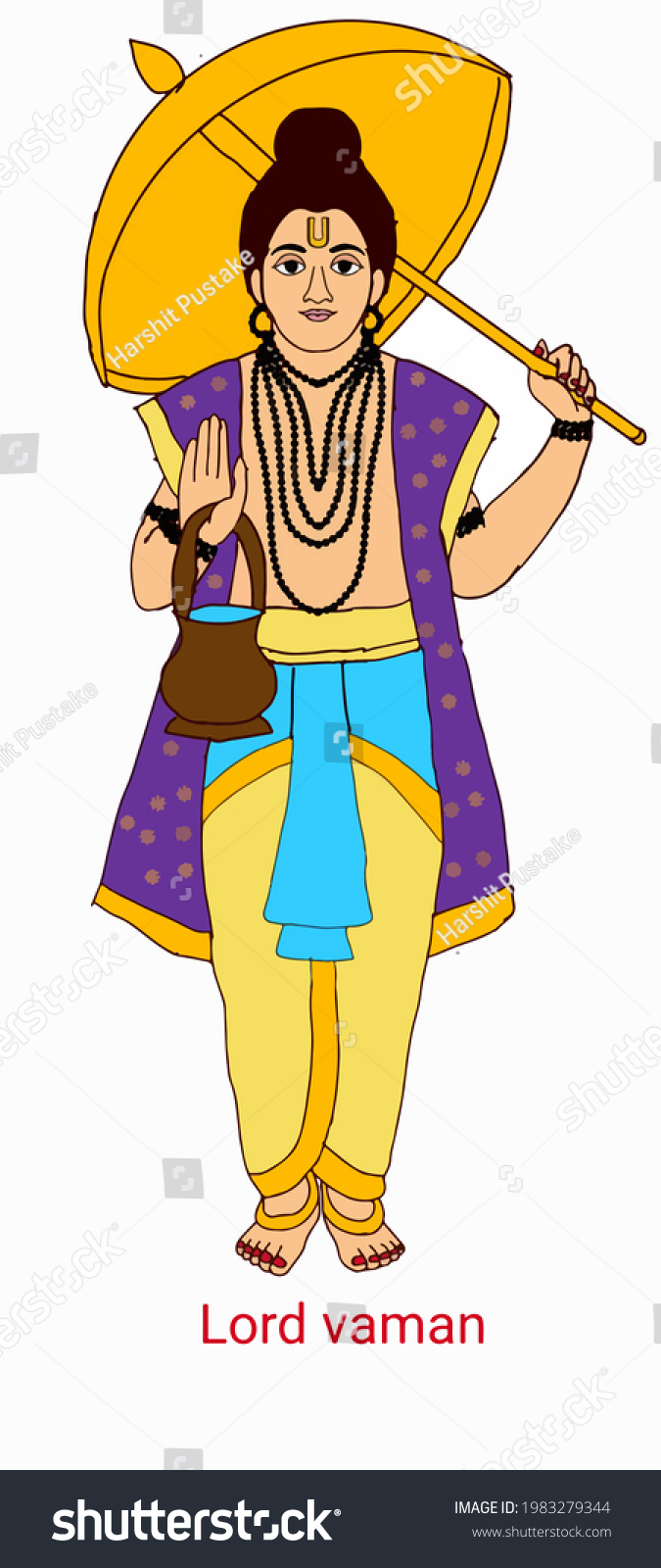 Beautiful Illustration Lord Vishnus Vaman Incarnation Stock ...