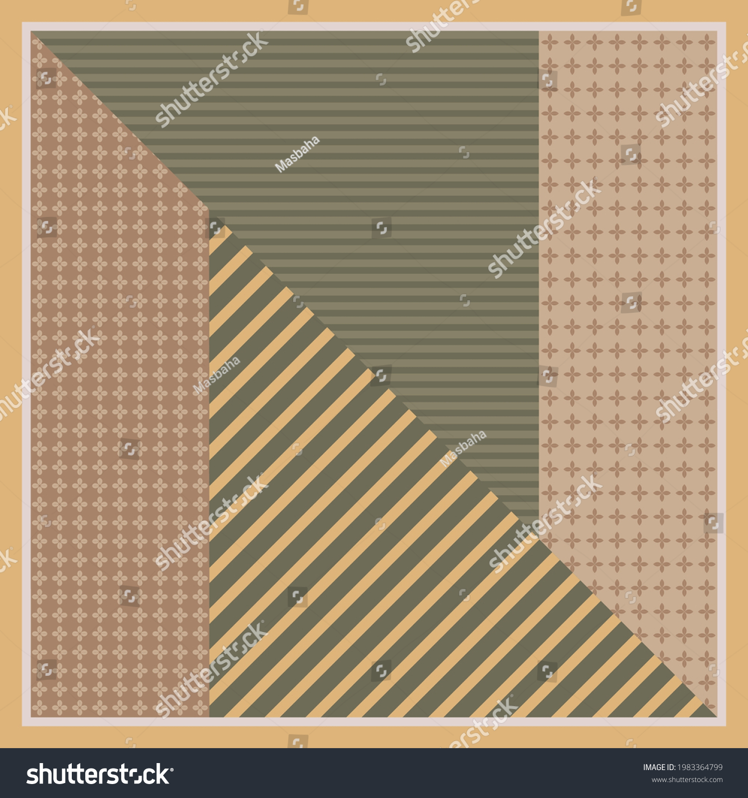 Yellow Green Scarf Pattern Design Stock Vector (Royalty Free