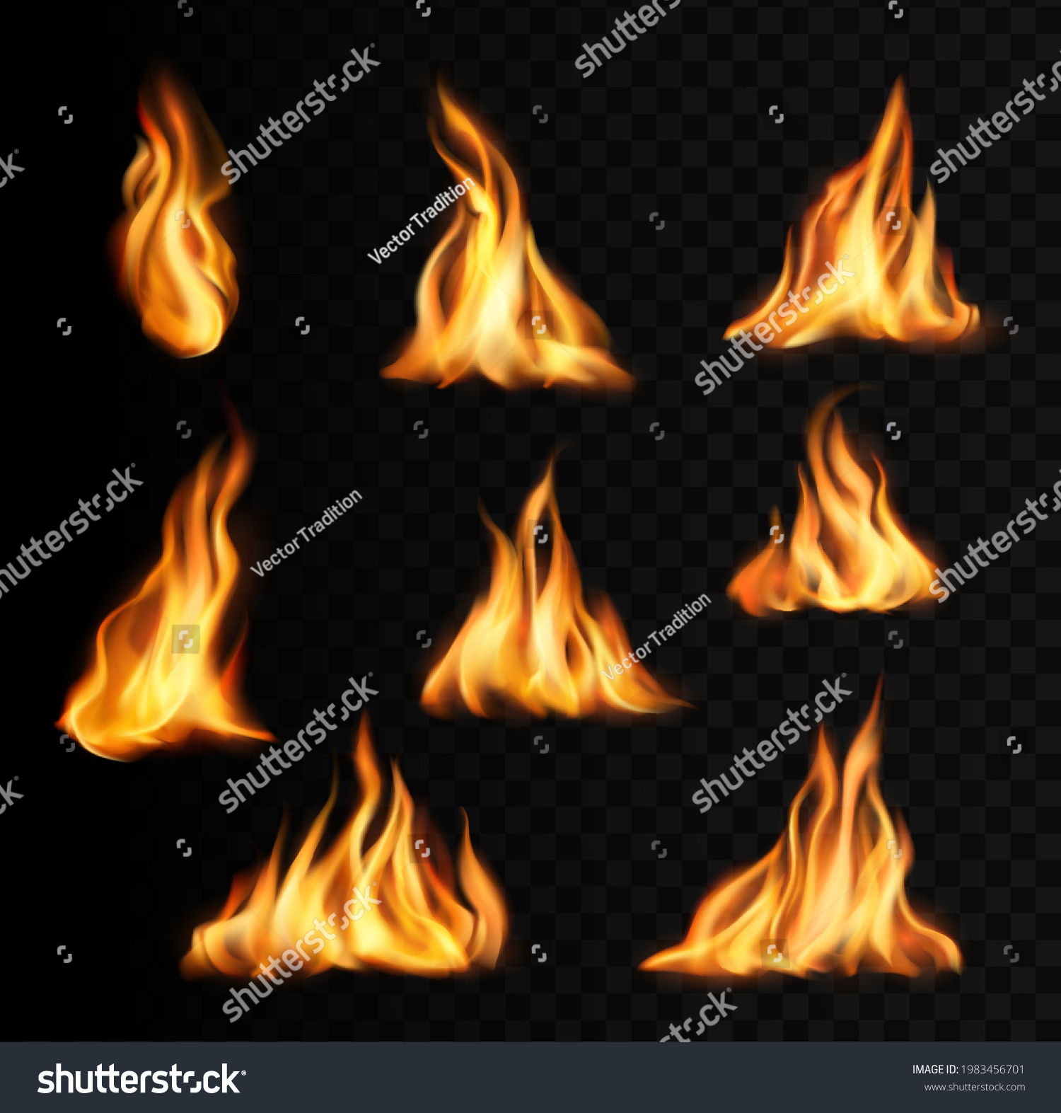 Burning Fire Flames Trails Campfire Vector Stock Vector Royalty Free Shutterstock