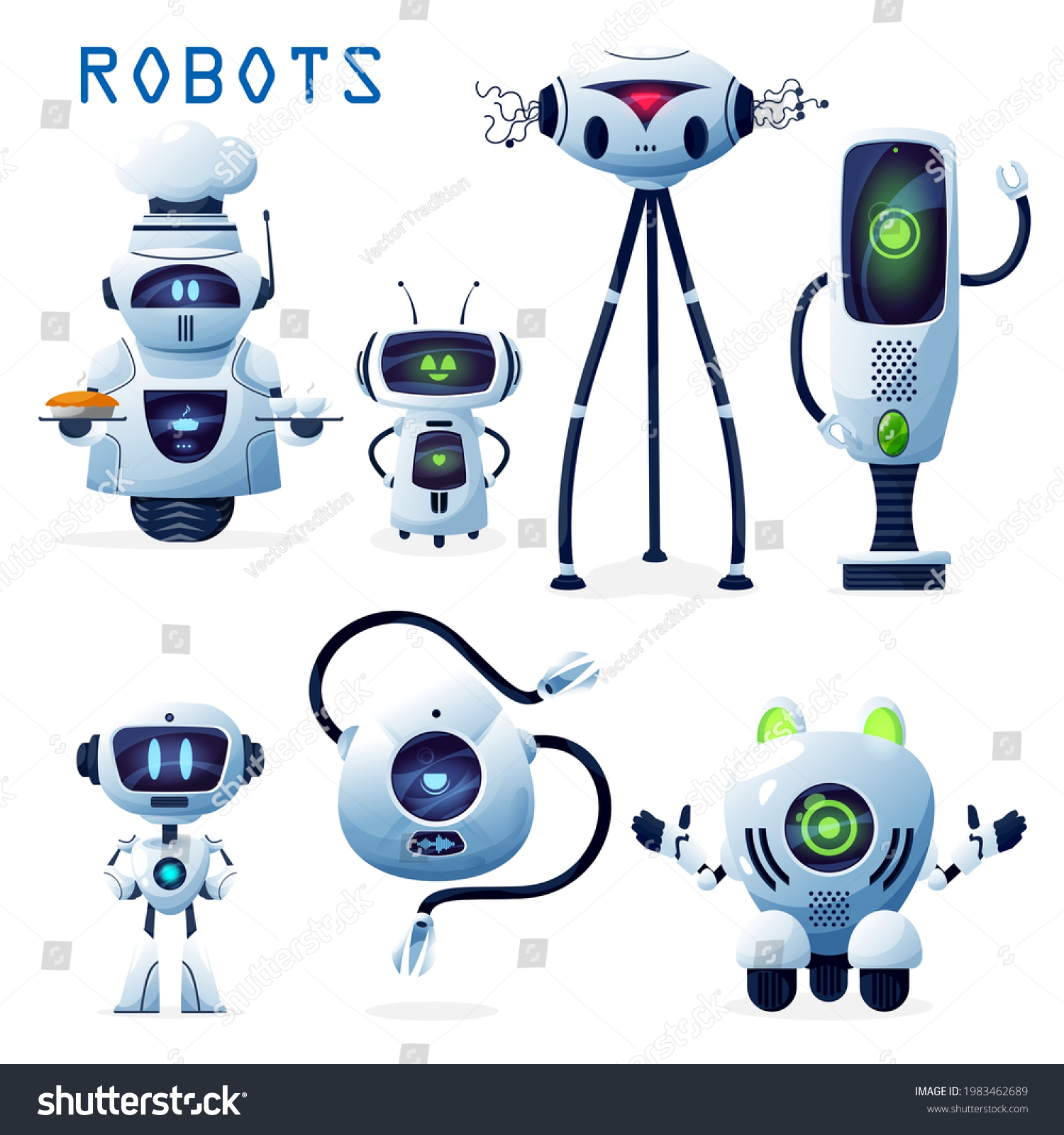 Ai Robot Cartoon Characters Vector White Stock Vector (Royalty Free ...