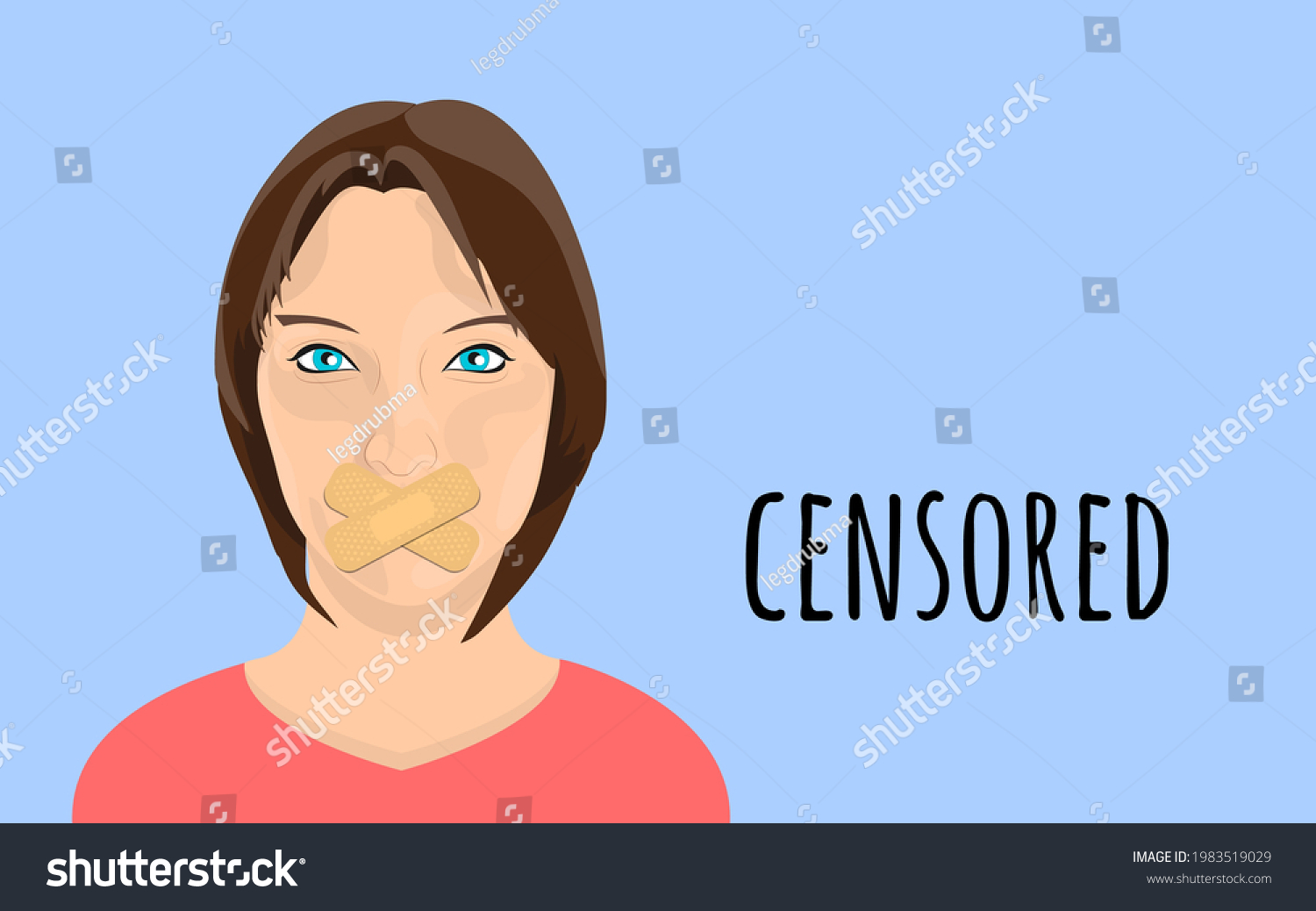 Young Person Mouth Sealed Crossed Sticking Stock Vector (Royalty Free ...