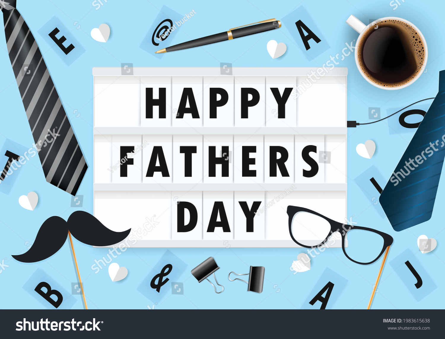 Happy Fathers Day Vector Illustration Light Stock Vector (Royalty Free ...