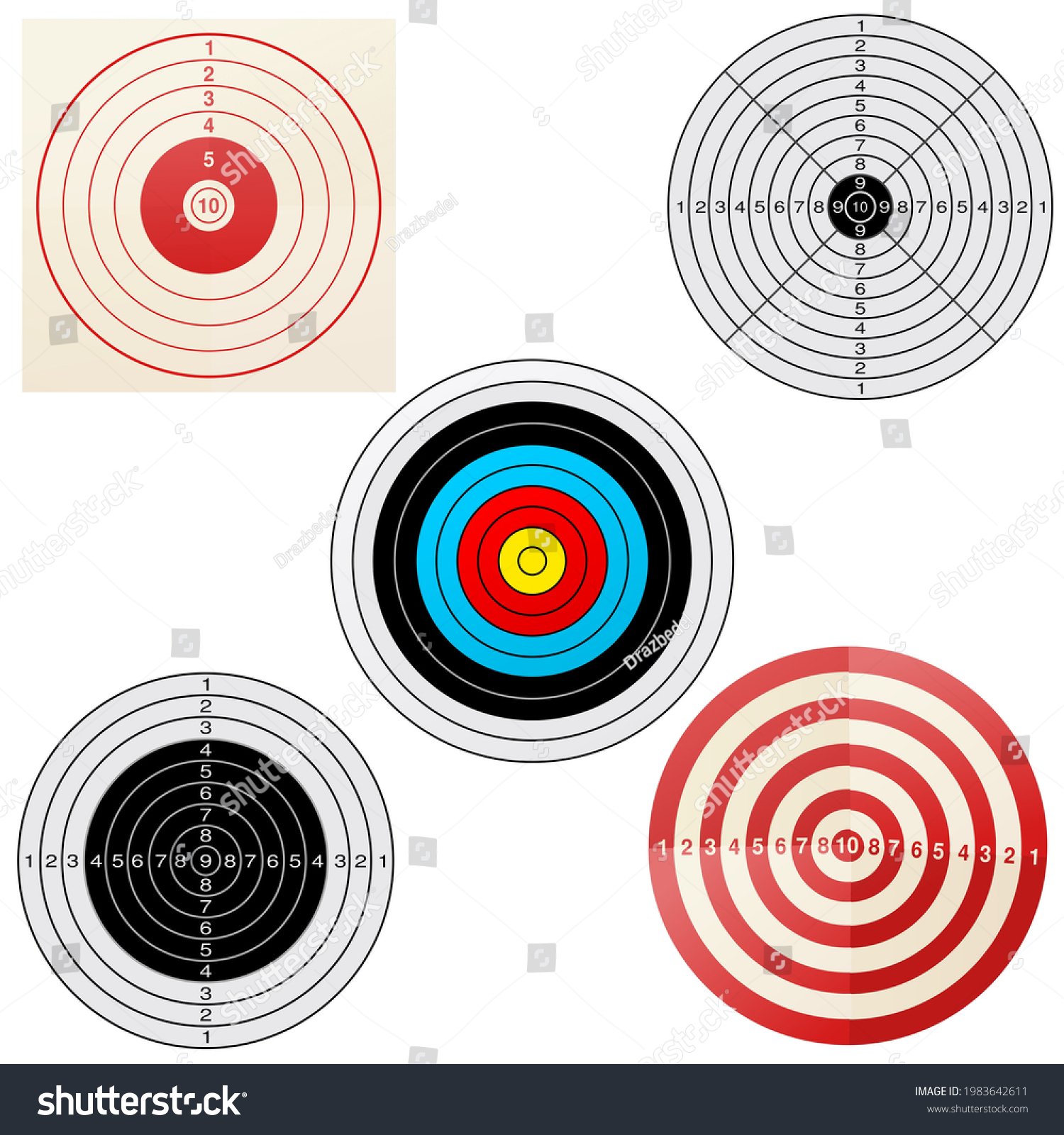 Collection Sport Shooting Targets Rifle Archery Stock Vector (Royalty ...