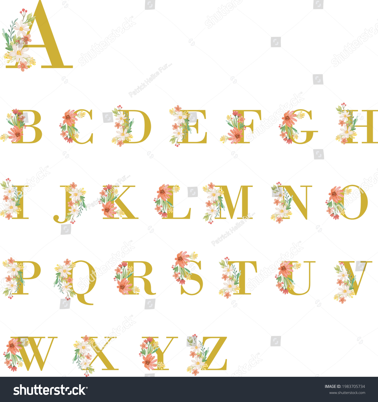 Alphabet Letters Flower Z Transparent Background Stock Vector (Royalty ...