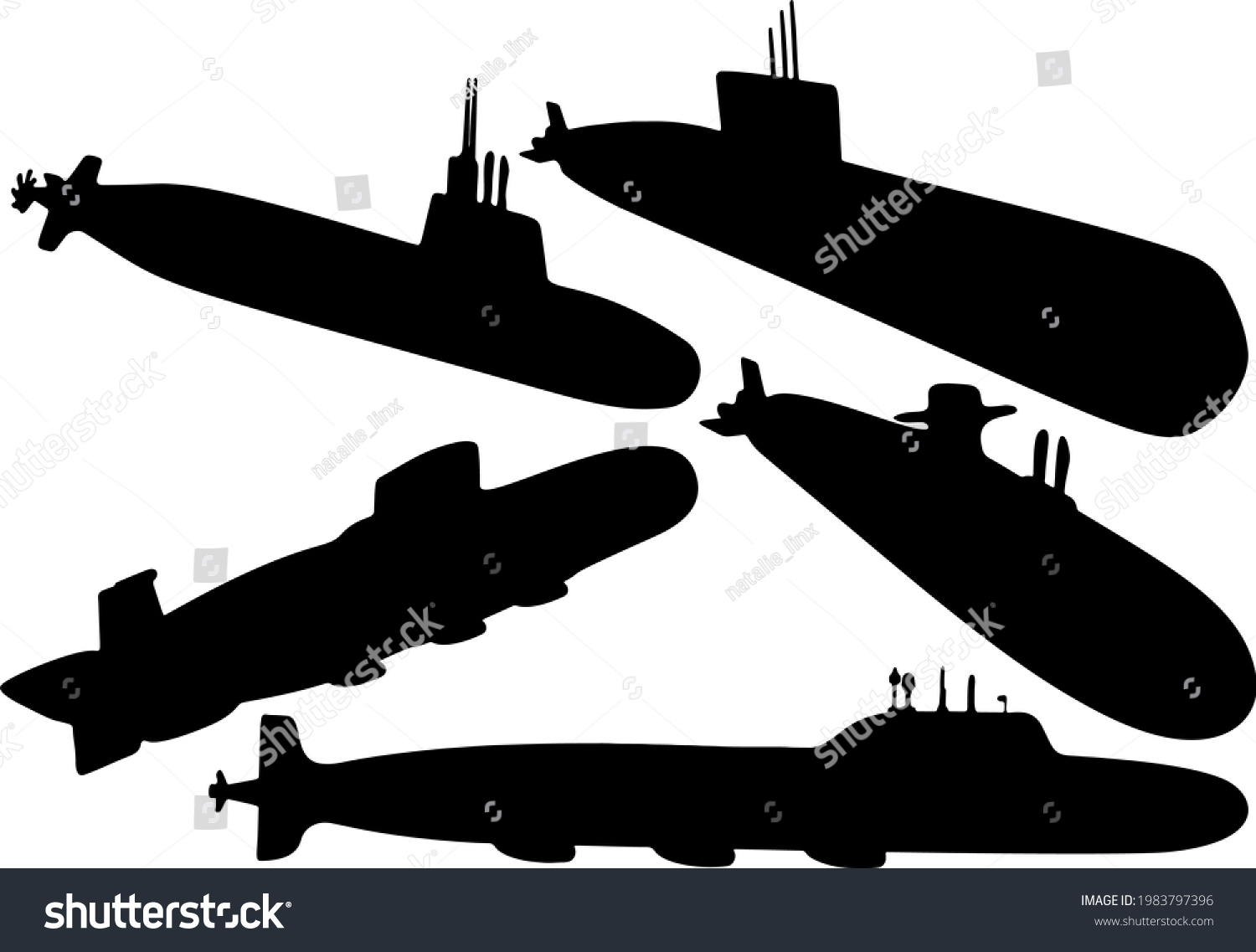 Military Submarines Set Vector Image Stock Vector (royalty Free 