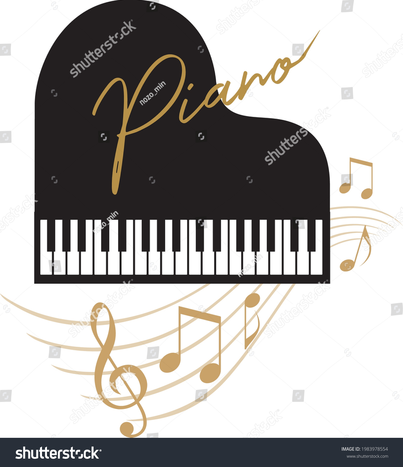 Grand Piano Silhouette On White Background Stock Vector (Royalty Free ...