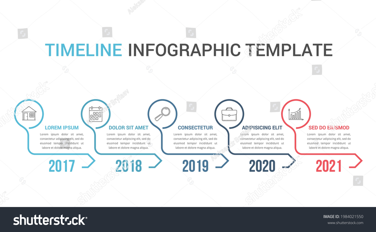 Horizontal Timeline Template Five Arrows Infographic Stock Vector ...