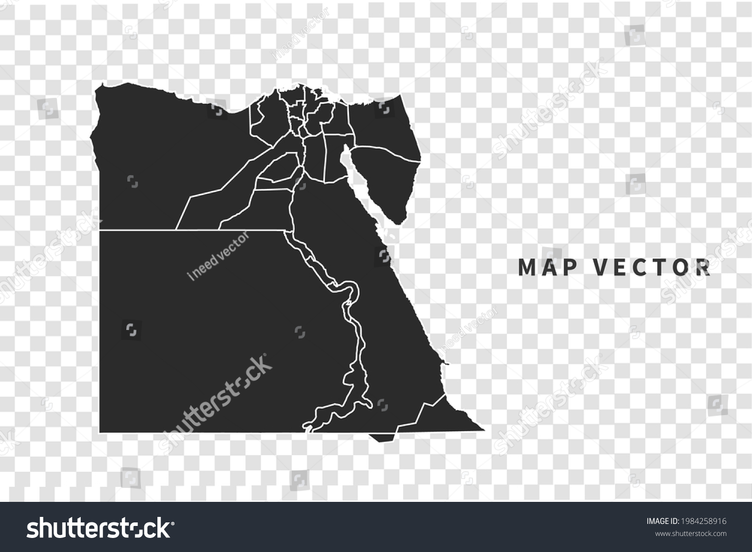 Egypt Map Vector Isolated On Transparent Stock Vector (Royalty Free ...