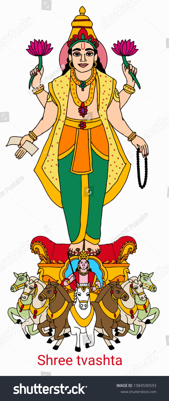 Beautiful Illustration Lord Suryas Tvashta Form Stock Illustration