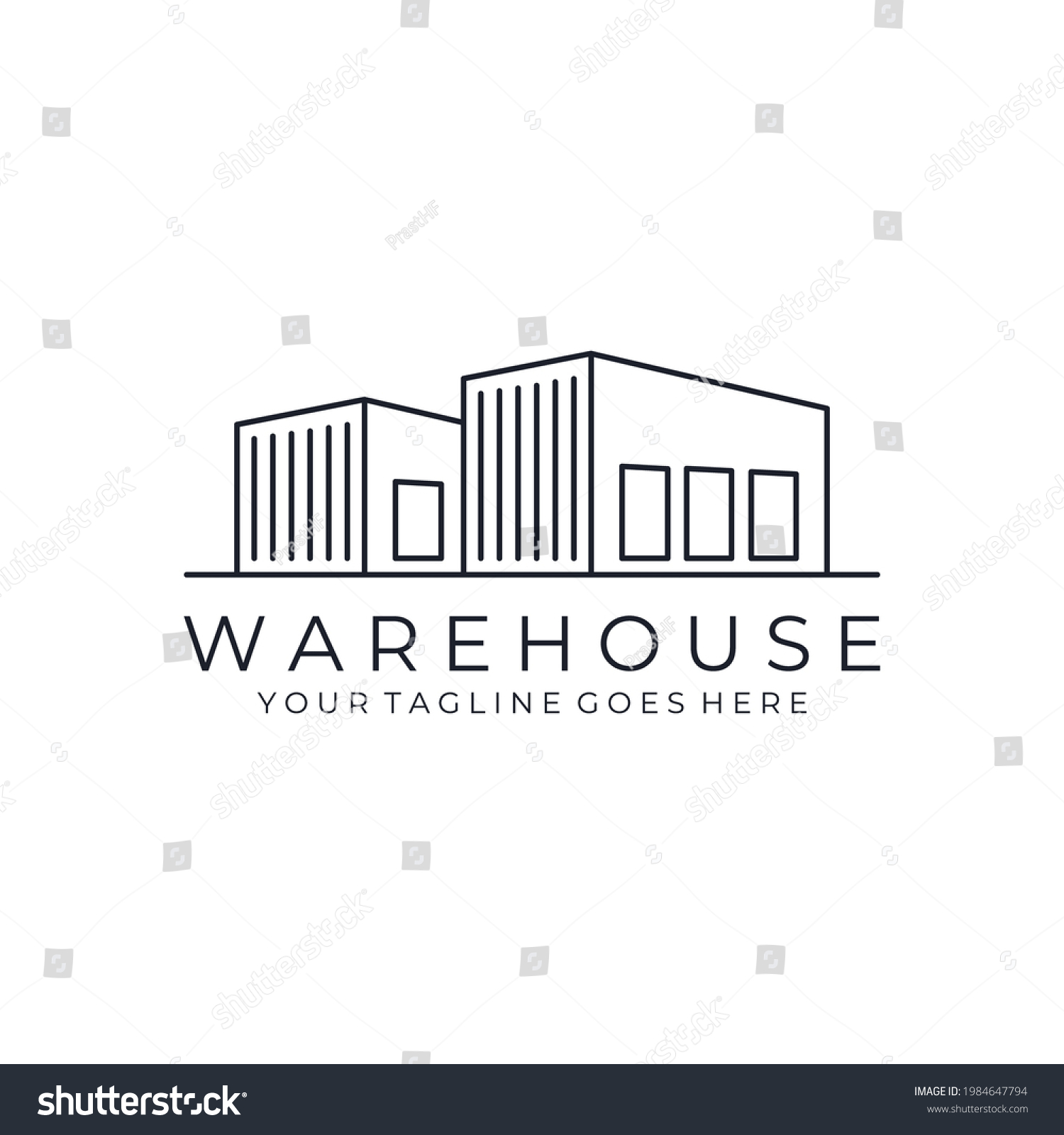 Warehouse Minimalist Line Art Outline Logo Stock Vector (Royalty Free ...