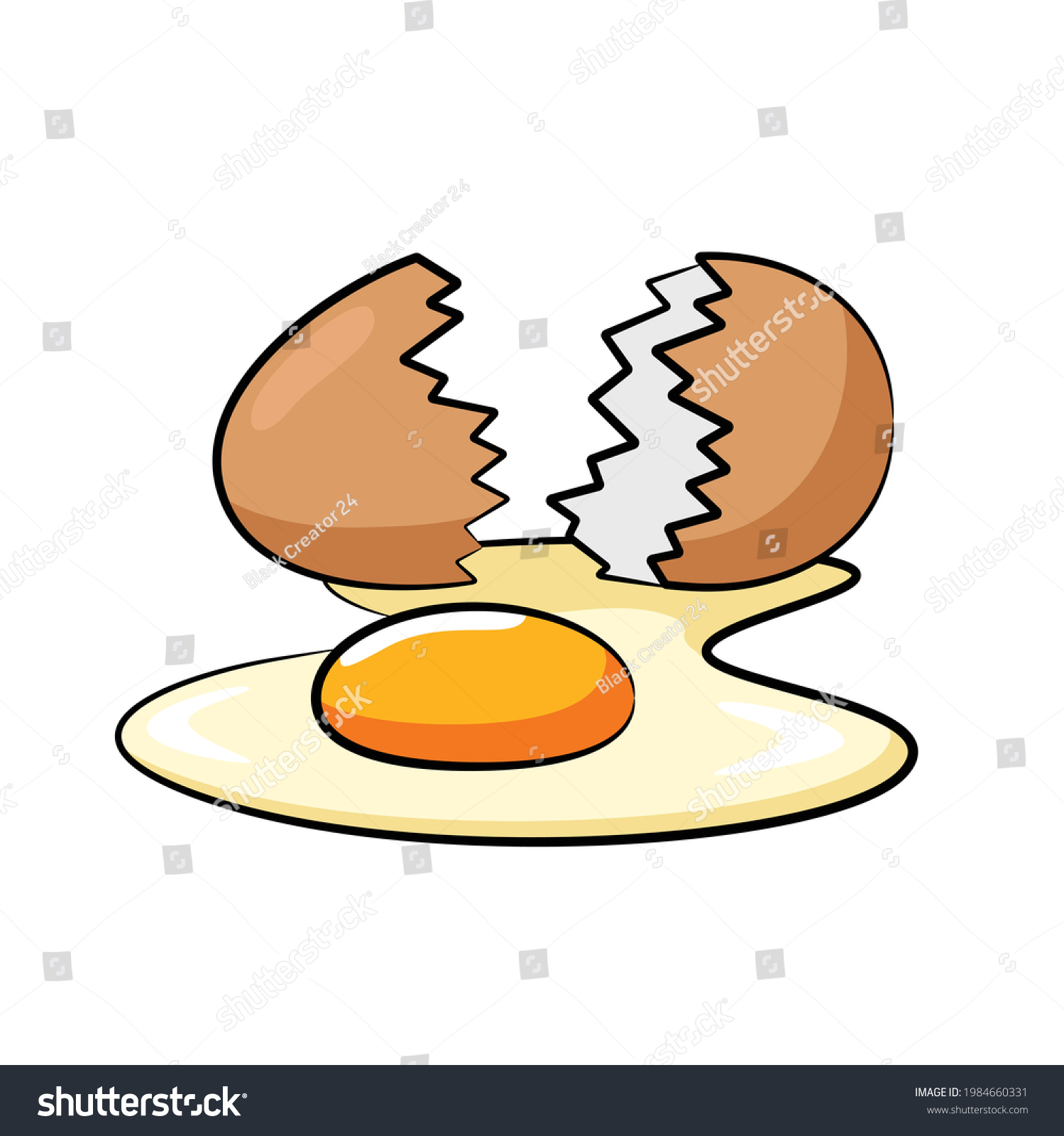 Broken Egg Drawing Style Isolated Vector Stock Vector (Royalty Free ...