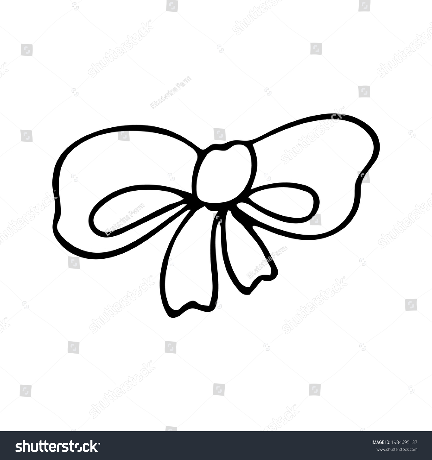 Cute Bow Icon Sketch Drawing Isolated Stock Vector (Royalty Free ...