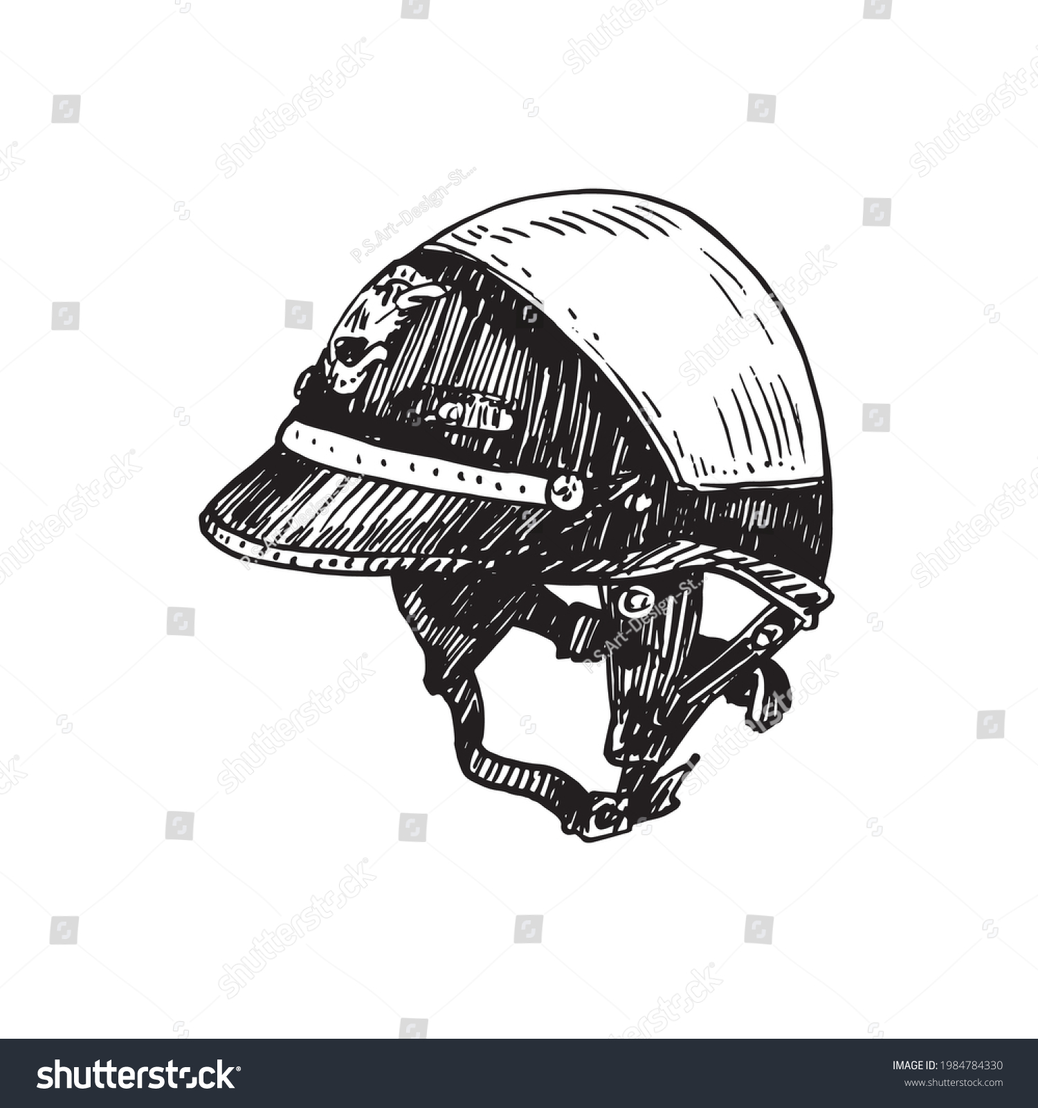 Police Motorcycle Helmet Gravure Style Ink Stock Vector (Royalty Free ...