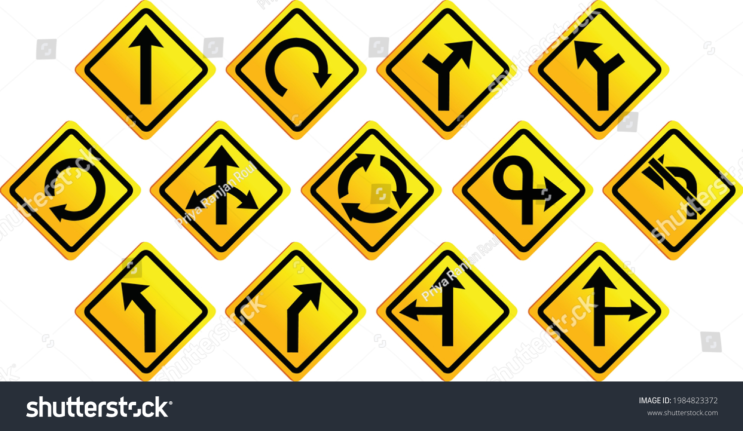 Road Sign Symbols Set Vector Illustration Stock Vector (Royalty Free ...