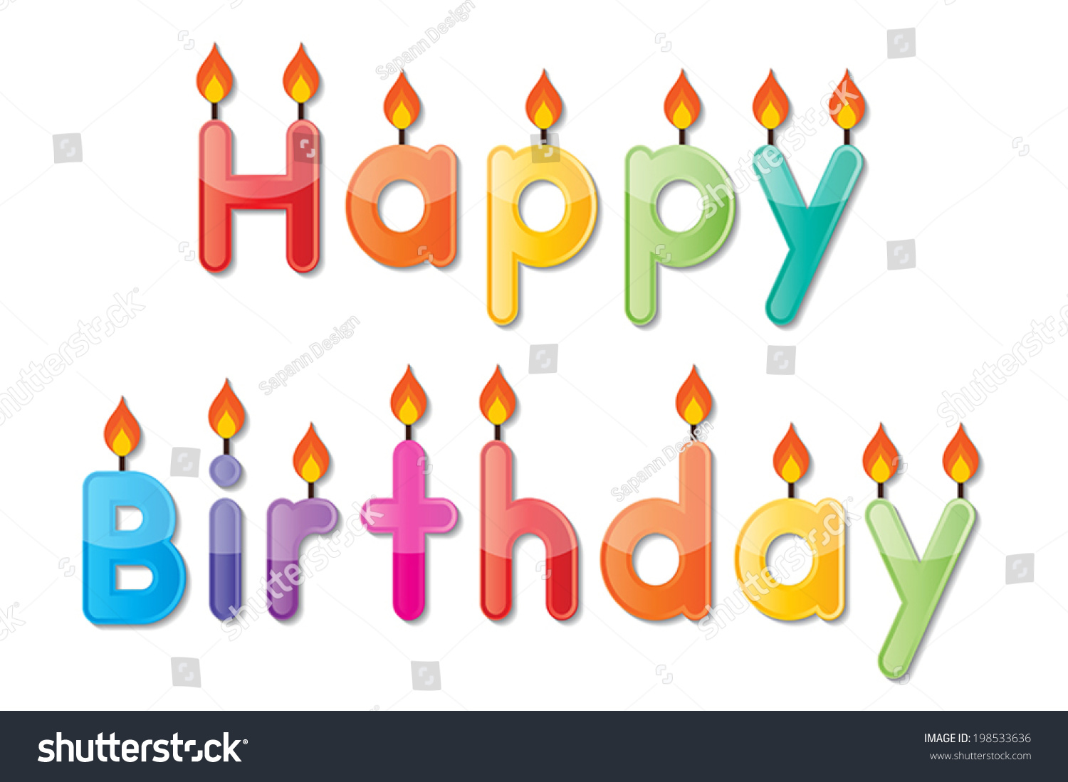 Set Colorful Happy Birthday Alphabets Candles Stock Vector (Royalty ...