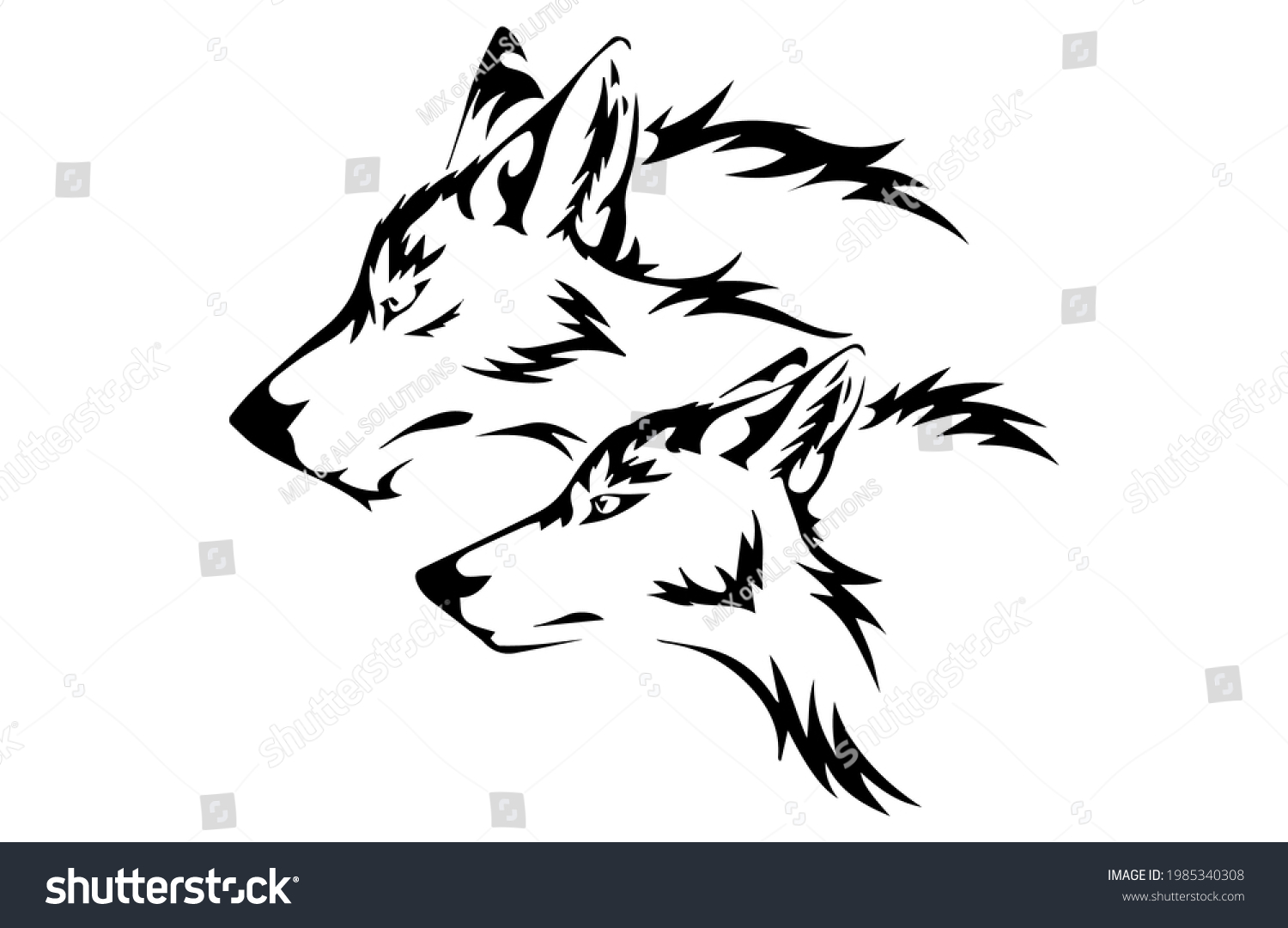 Wolf Tattoo Design Forest Wildlife Animal Stock Vector (royalty Free 