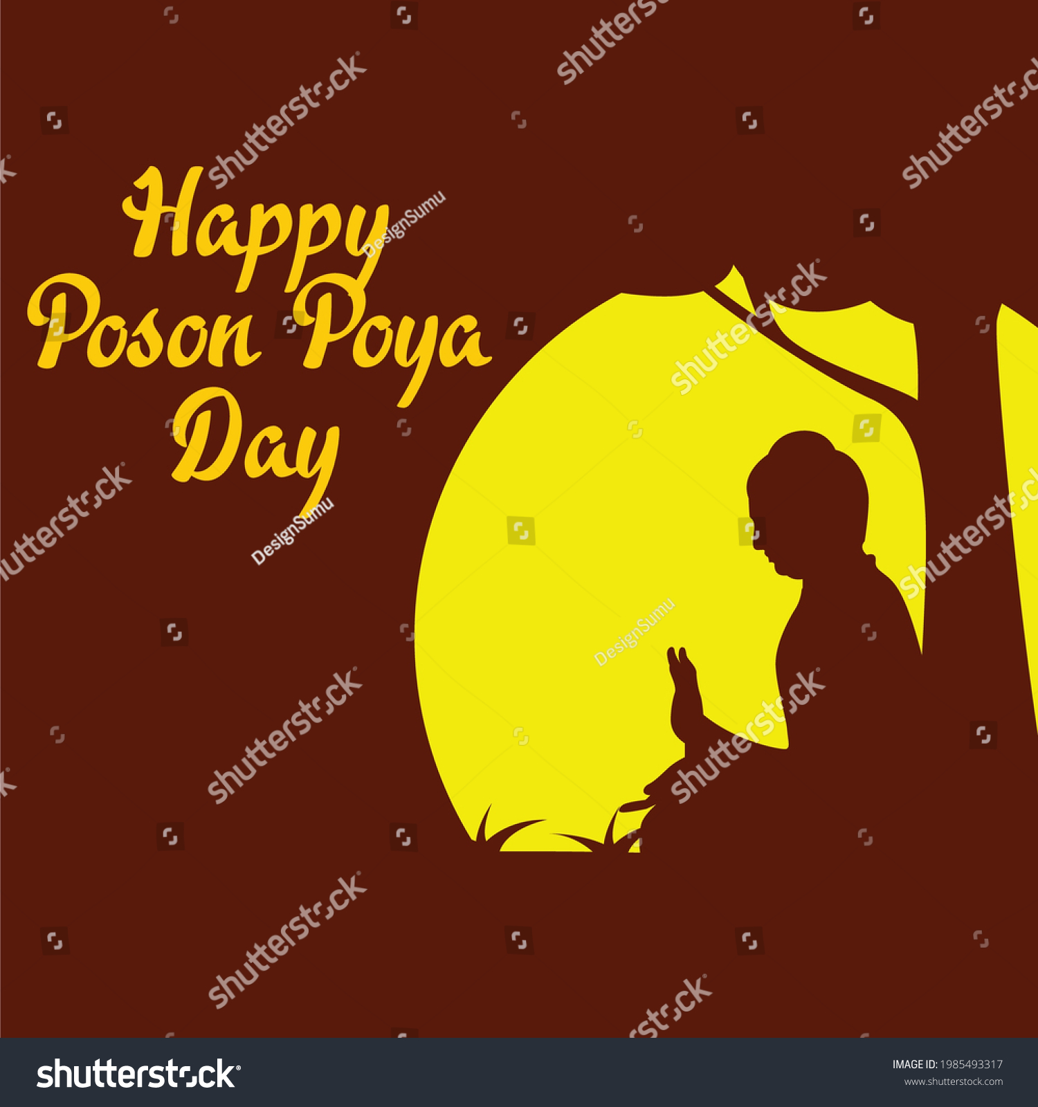 Happy Poson Poya Day Vector Illustration เวกเตอร์สต็อก (ปลอดค่าลิขสิทธิ์) 1985493317 Shutterstock