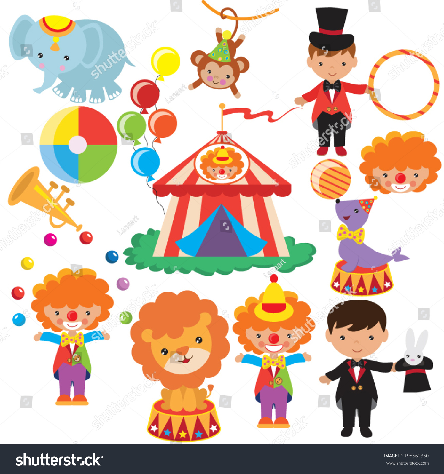 Retro Circus Vector Illustration Stock Vector (Royalty Free) 198560360 ...