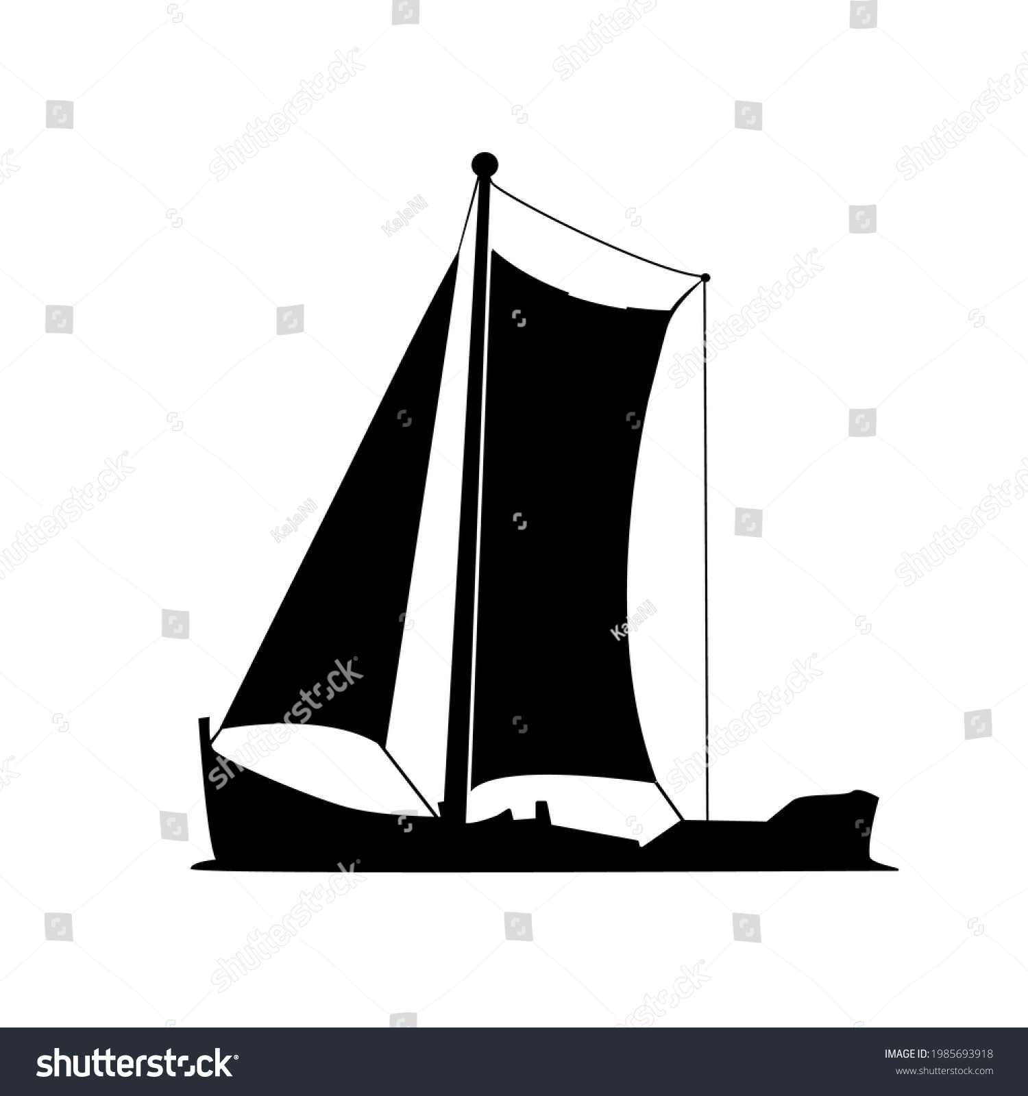 Sailboat Silhouette Isolated On White Background Stock Vector (Royalty ...