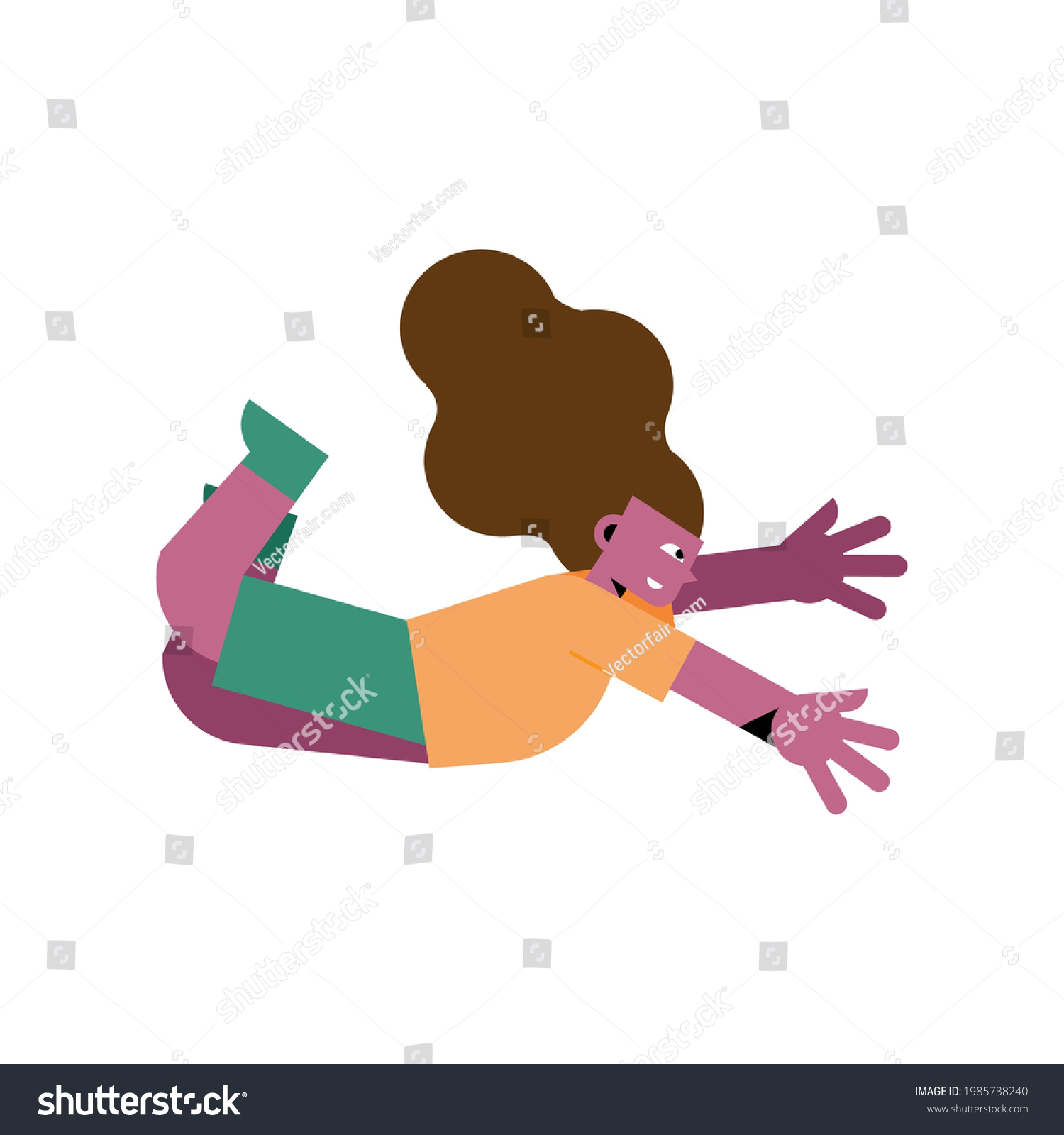 Little Girl Liying Floor Stock Vector (Royalty Free) 1985738240 ...