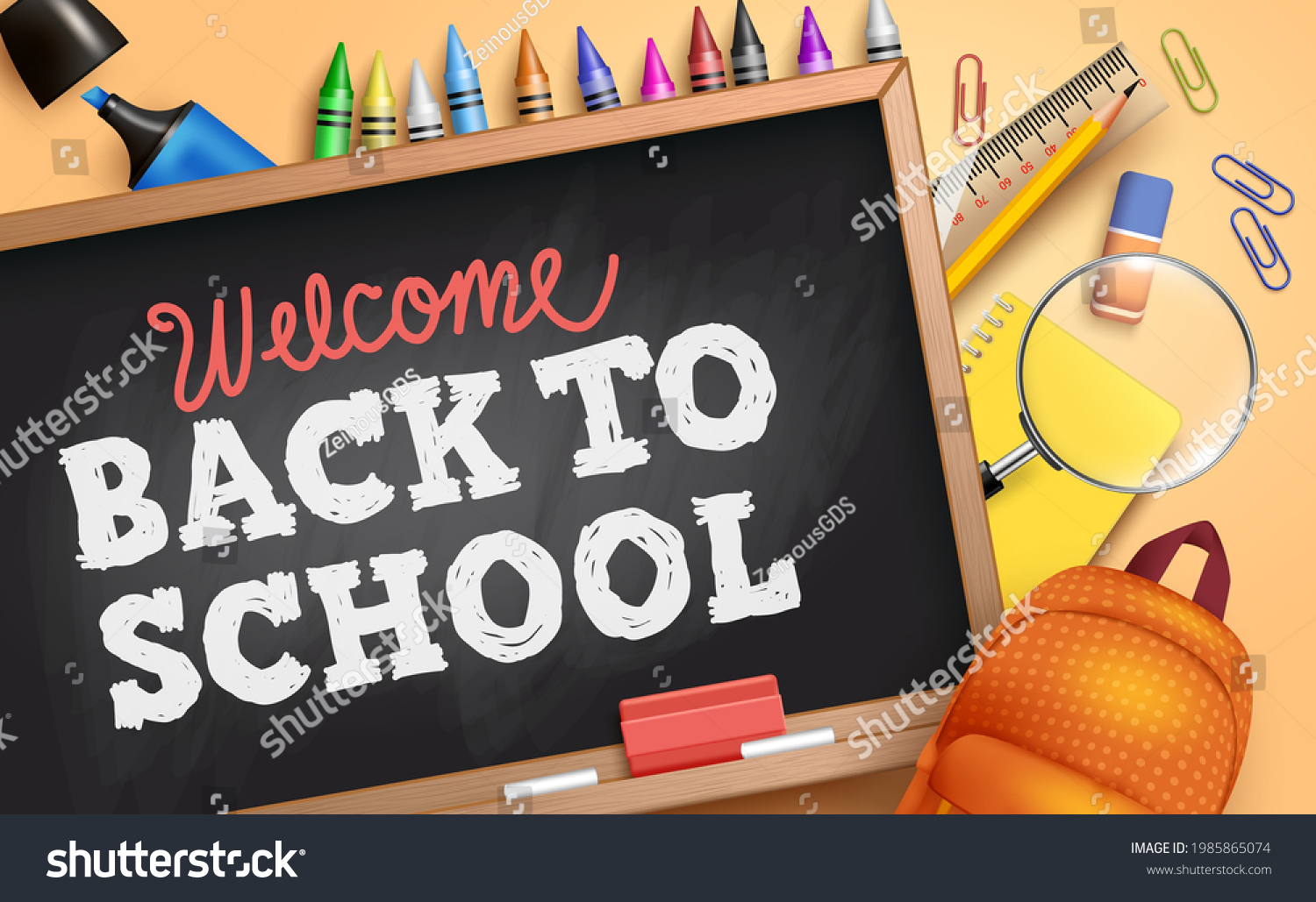 Back School Vector Banner Template Welcome Stock Vector (Royalty Free ...