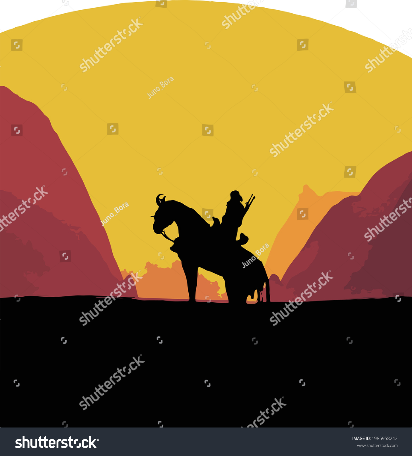 Horse Silhouette Mountain Art Vector Stock Vector (Royalty Free ...