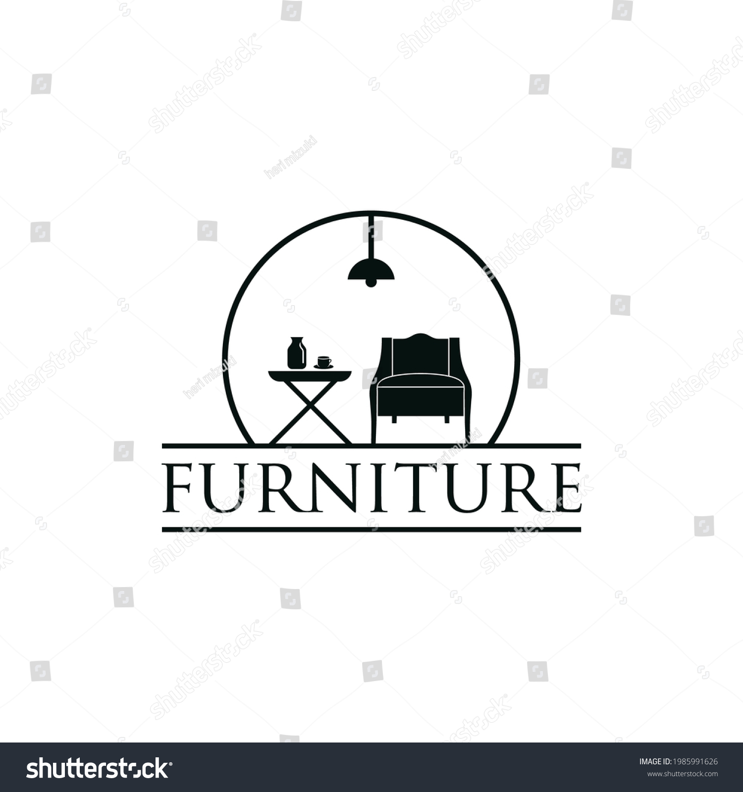 Set Room Interior Chair Table Logo Stock Vector (Royalty Free ...