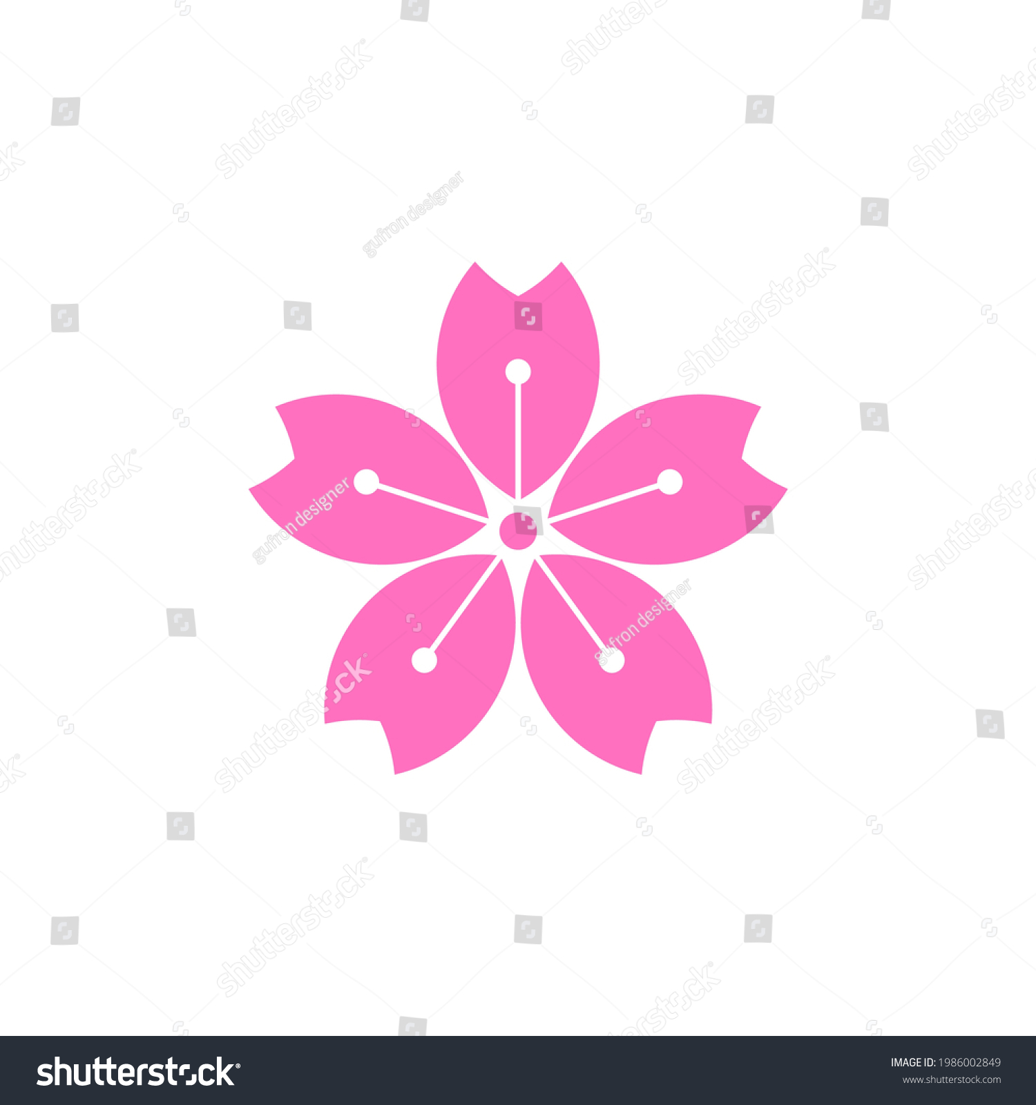 Sakura Japanese Logo Template This Minimalist Stock Vector (Royalty ...