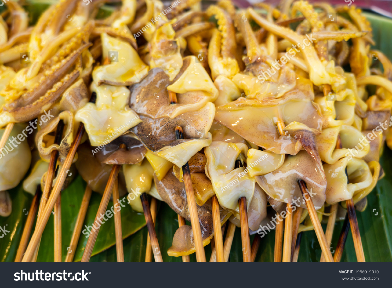 Preparing Grill Squid Thai Street Foods Stock Photo 1986019010 ...