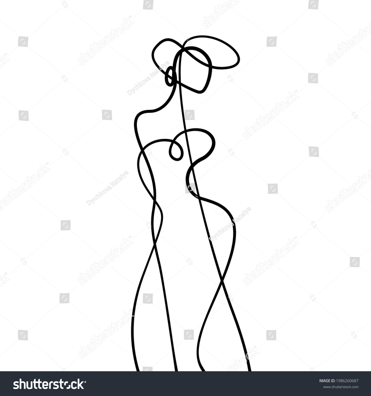 Woman One Line Drawing Female Figure 库存矢量图（免版税）1986260687 Shutterstock