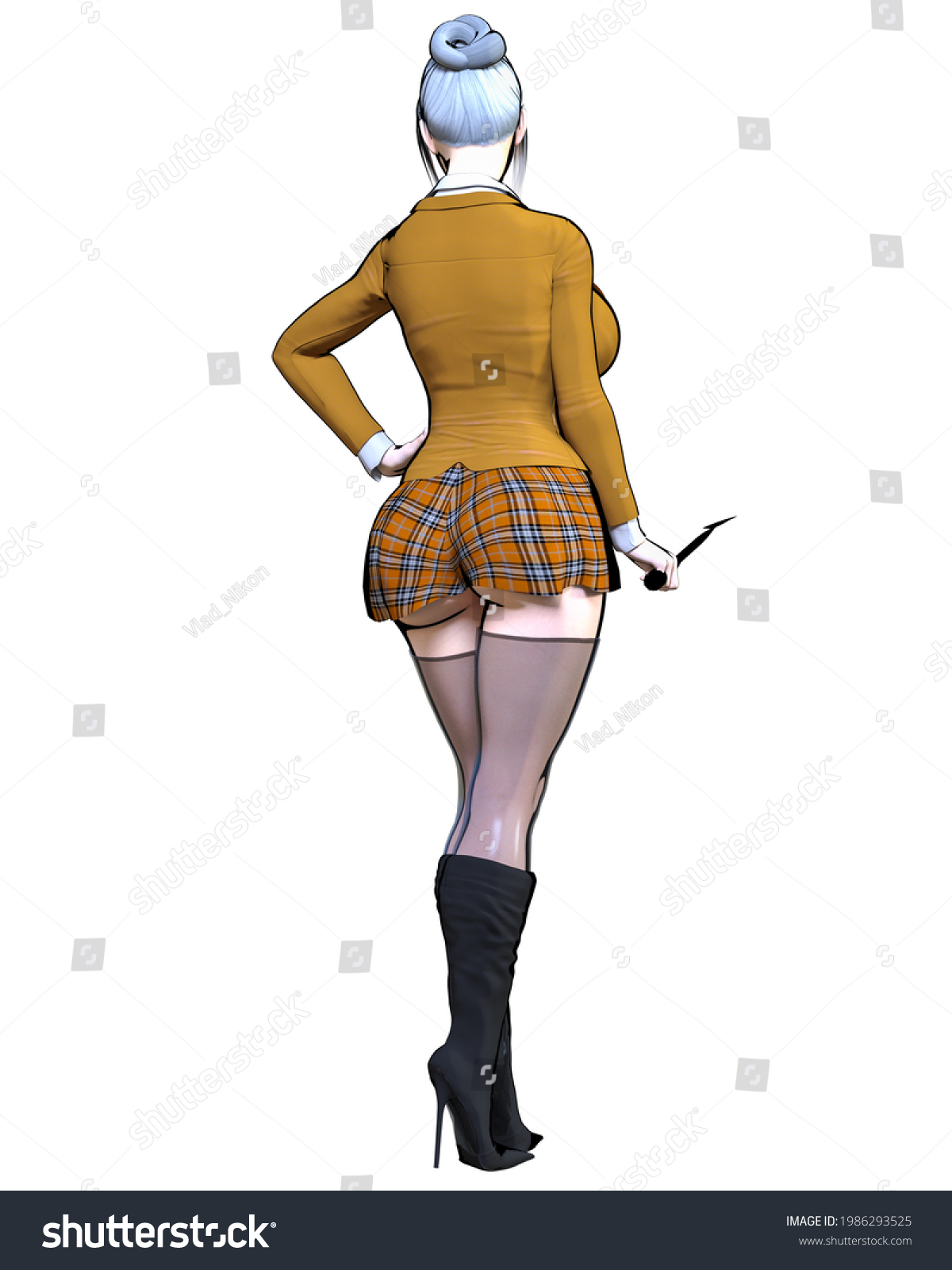 3d Sexy Teacher Whipchecked Skirt Latex Stock Illustration 1986293525 Shutterstock 2331