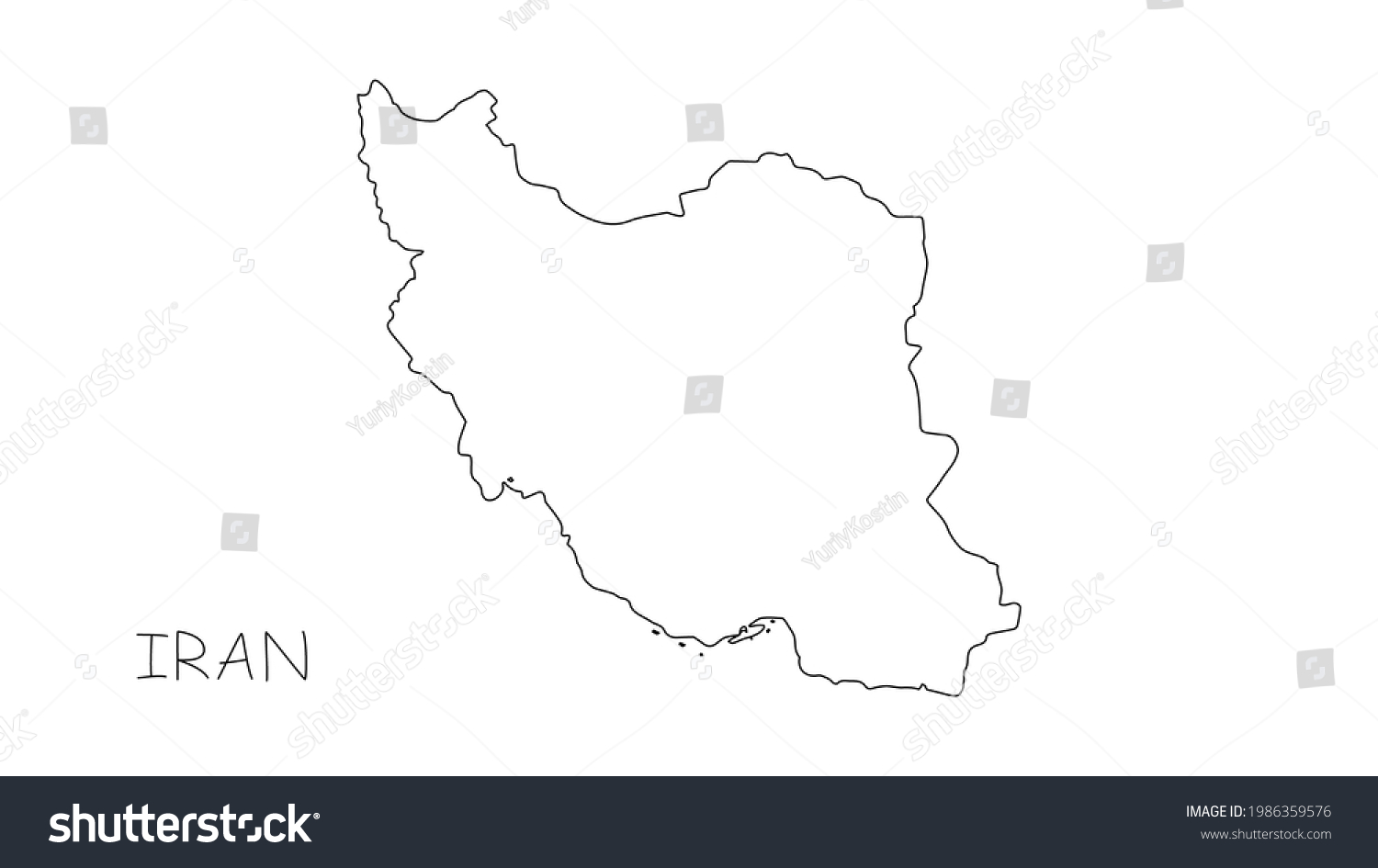 Iran Map Black Line On White Stock Vector (Royalty Free) 1986359576 ...