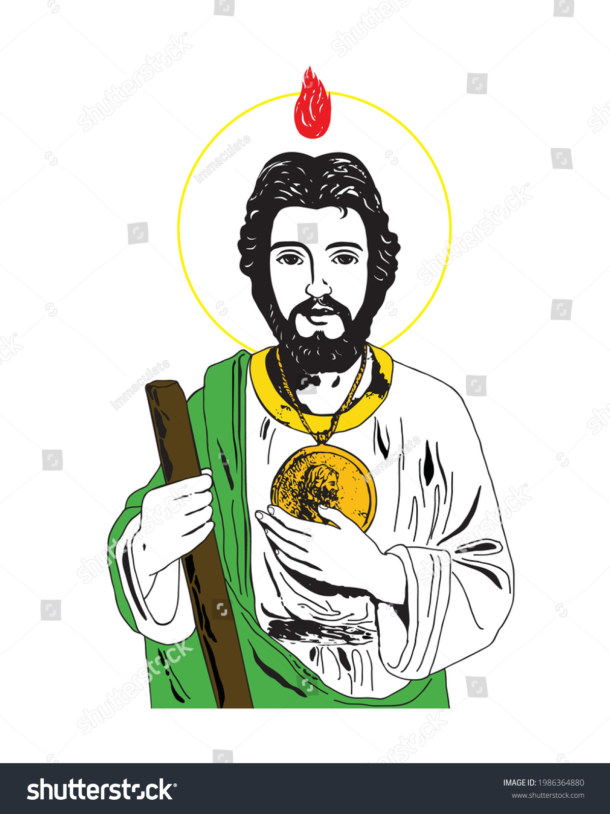 Saint Jude Thaddeus Apostle Jesus Illustration Stock Vector (Royalty ...