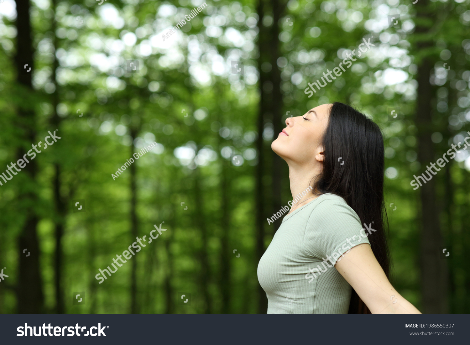 Side View Portrait Asian Woman Breathing Stock Photo 1986550307 ...