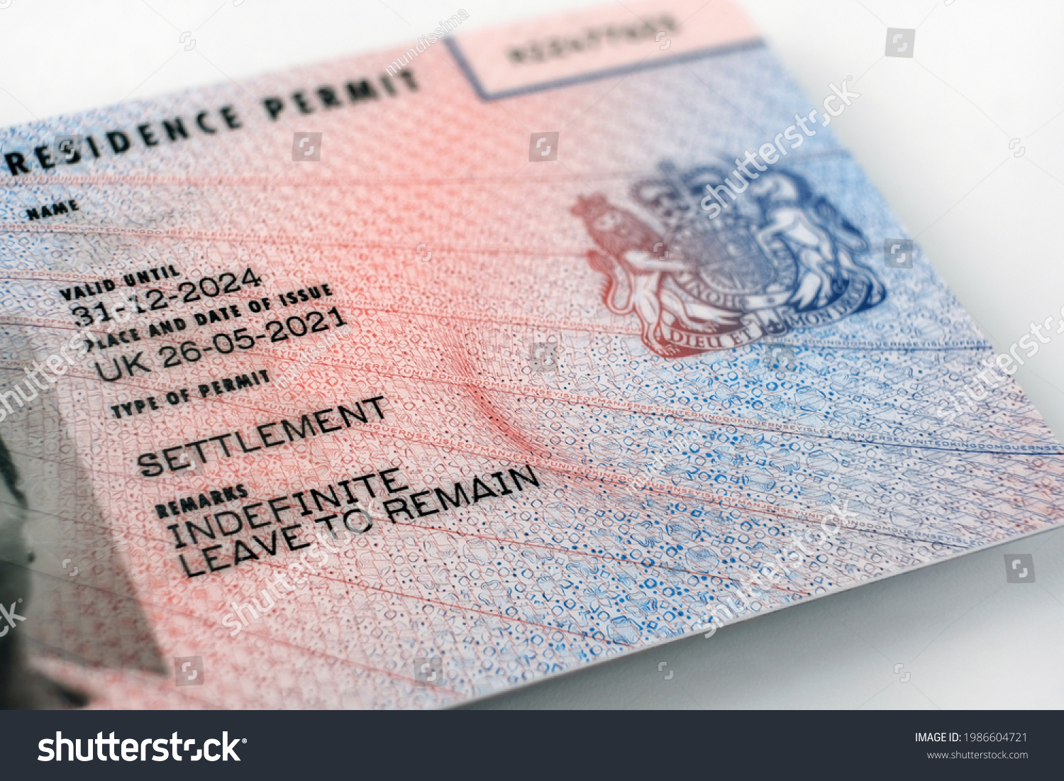 New Type Biometric Residence Permit Brp Stock Photo 1986604721 ...