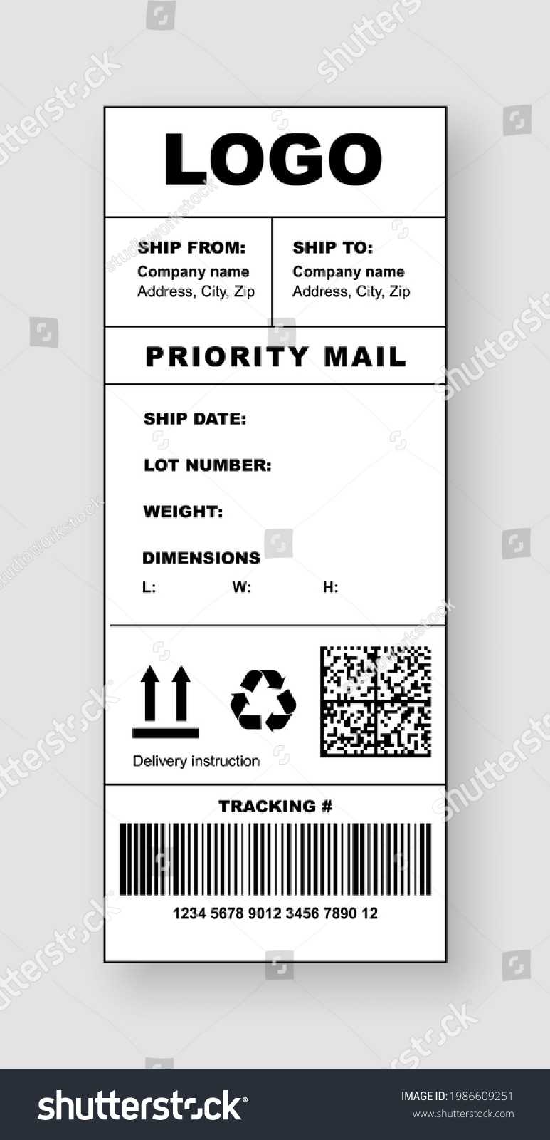 Cargo Shipment Label Sticker Template Barcode Stock Vector Royalty Free 1986609251 Shutterstock 6650