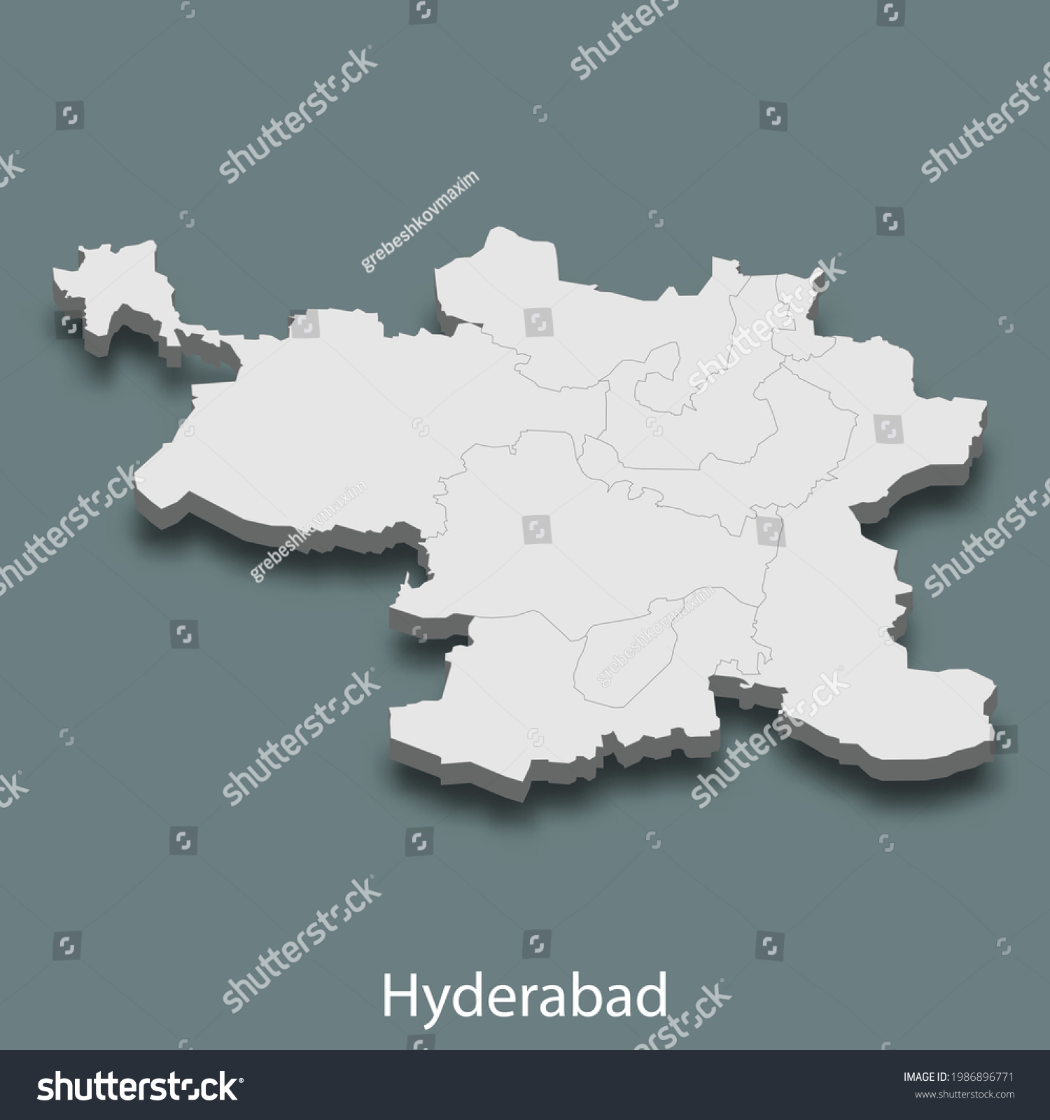 3d Isometric Map Hyderabad City India Stock Vector (Royalty Free ...