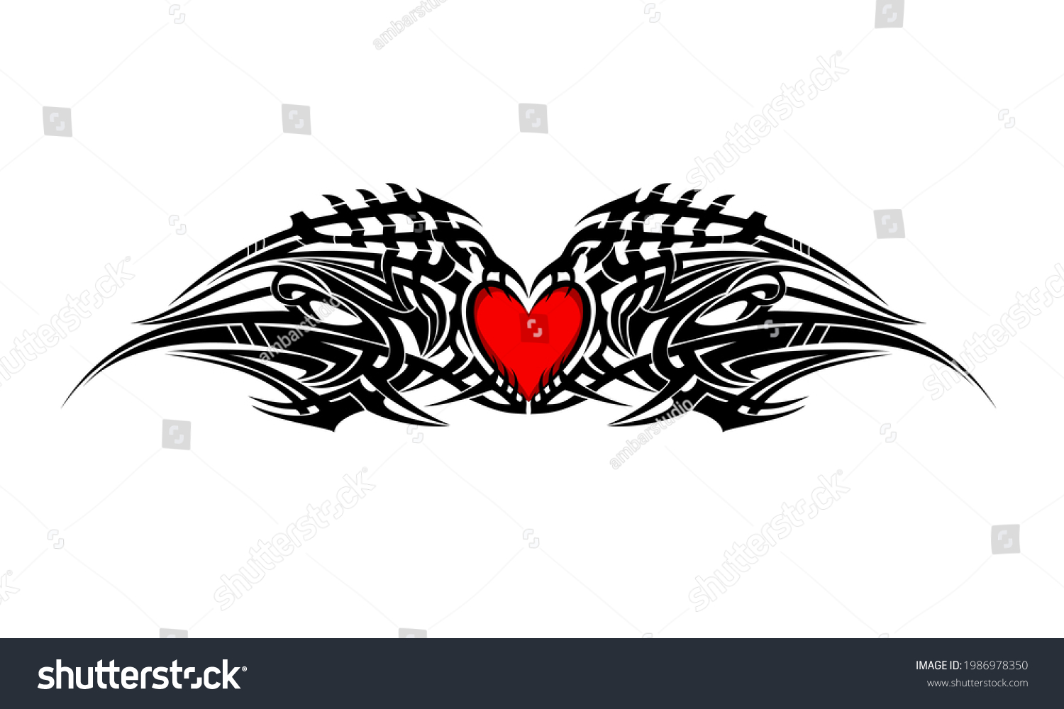 Love Heart Tribal Tattoo Vector Illustration Stock Vector Royalty Free   Stock Vector Love Heart Tribal Tattoo Vector Illustration 1986978350 