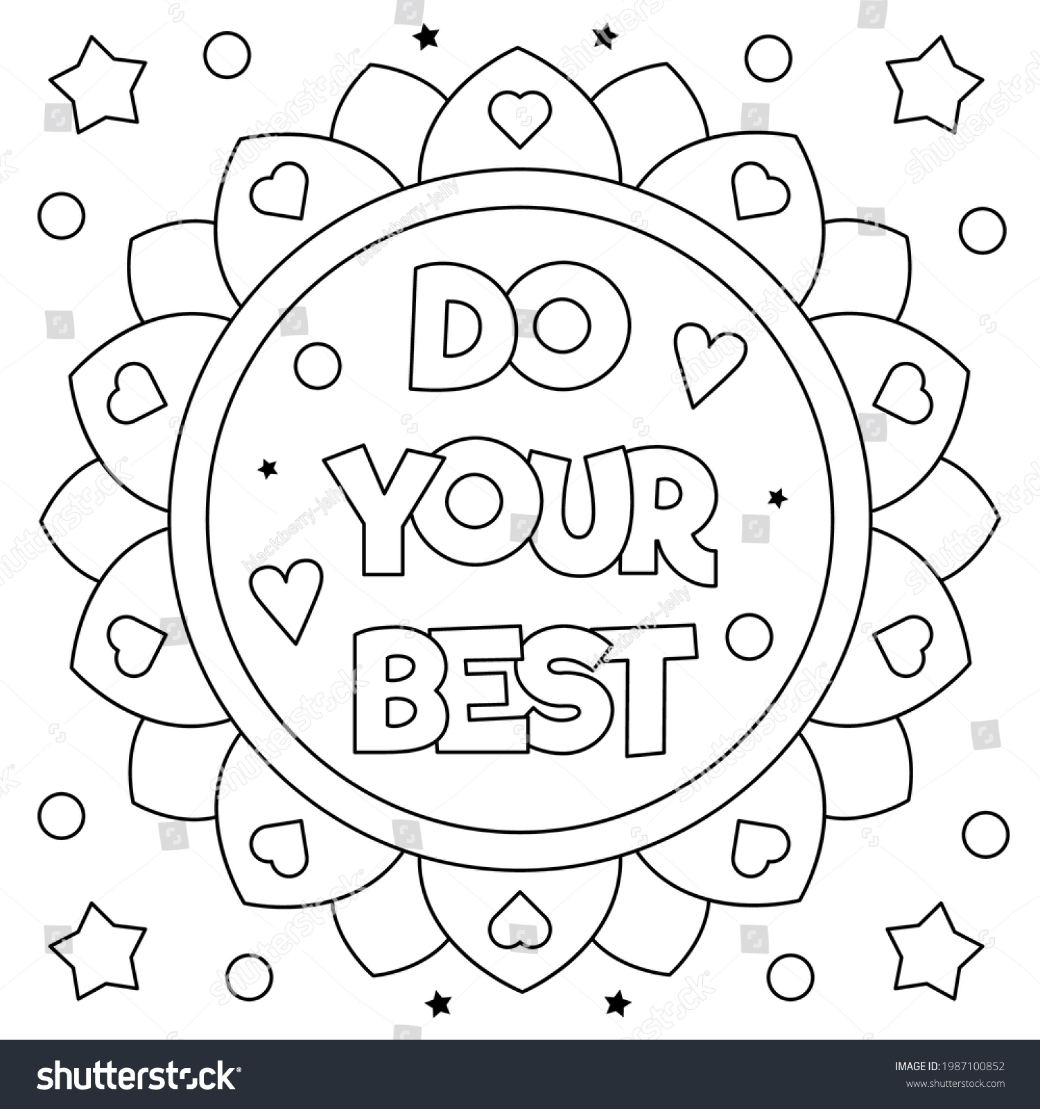 Do Your Best Coloring Page Black Stock Vector (Royalty Free) 1987100852 ...