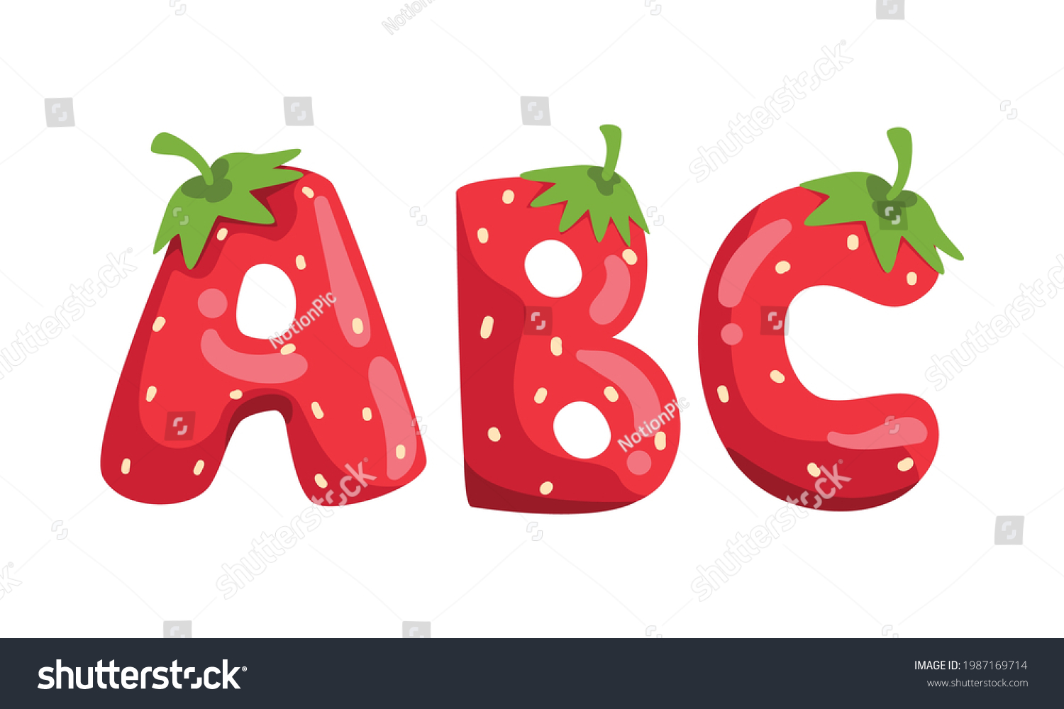 Abc Ripe Fresh Strawberry Alphabet Letters Stock Vector (Royalty Free ...