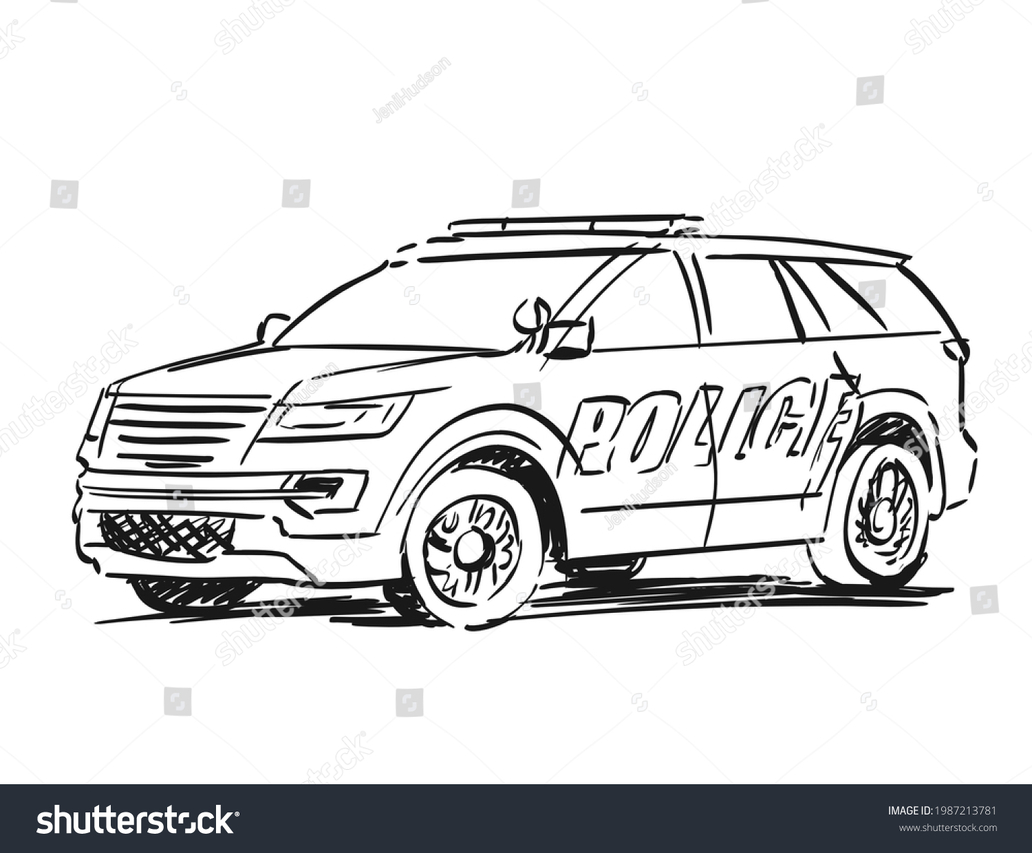 Police Car Illustration Drawing Storyboard Stock Illustration ...