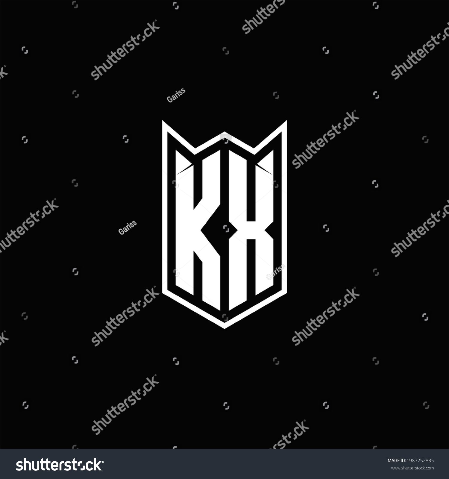 Kx Logo Monogram Shield Shape Designs Stock Vector Royalty Free