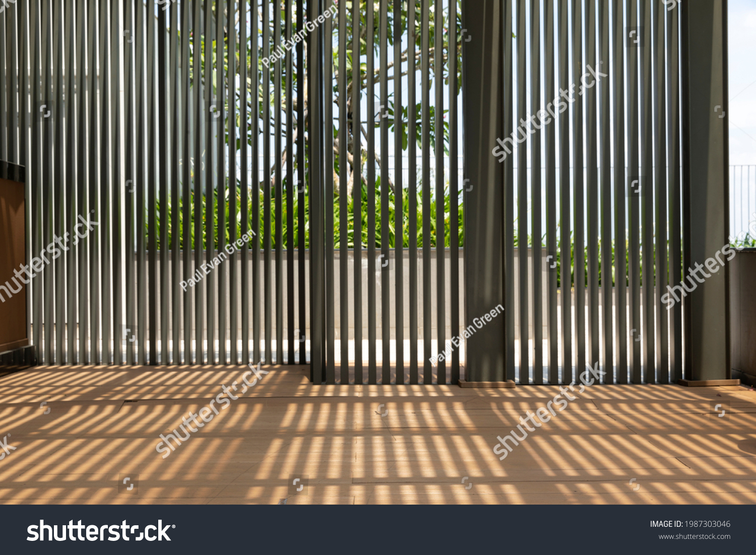 Modern Architectural Shaded Garden Indoor Outdoor Stock Photo ...