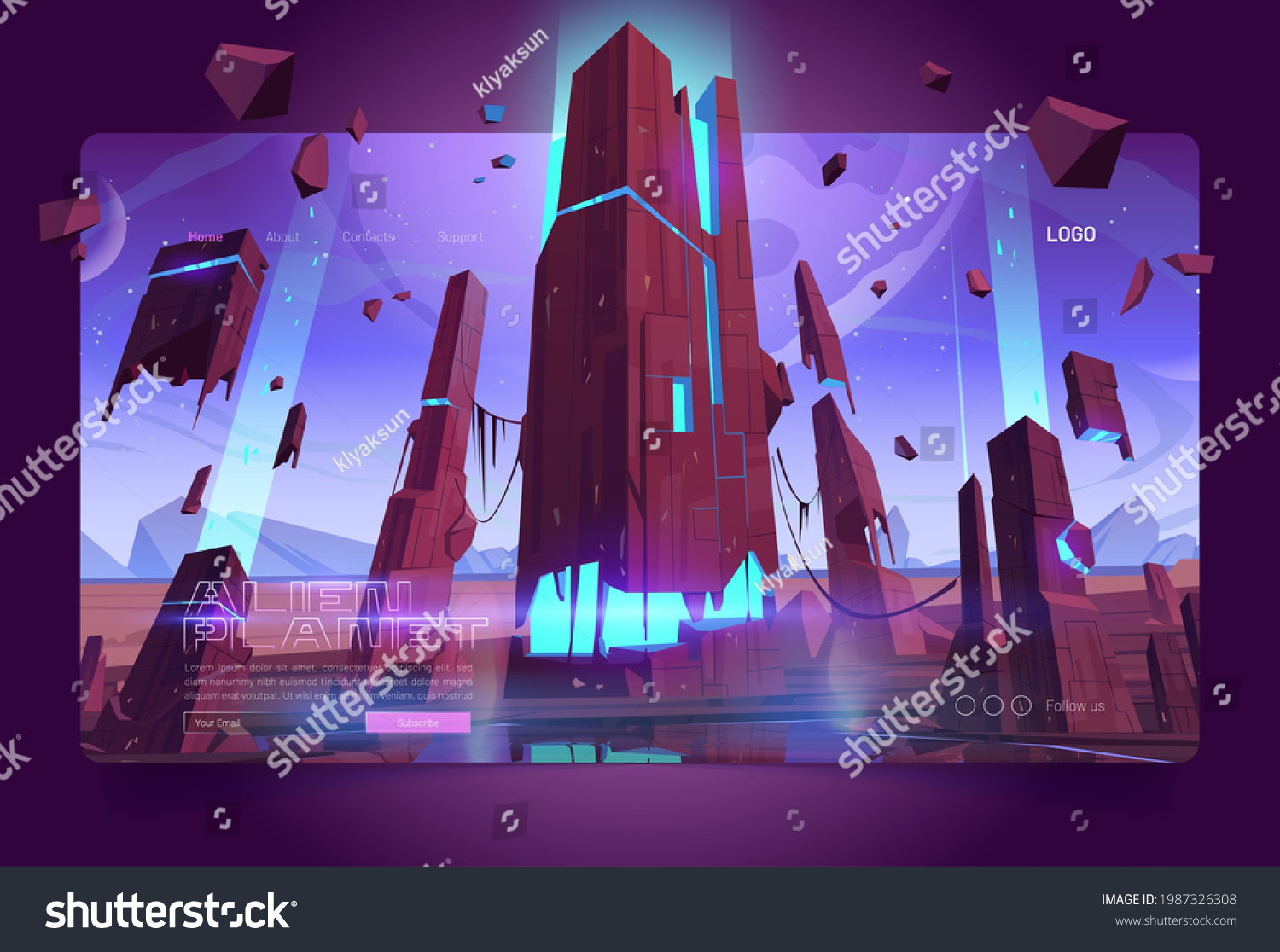 Alien Planet Banner Land Surface Futuristic Stock Vector (Royalty Free ...