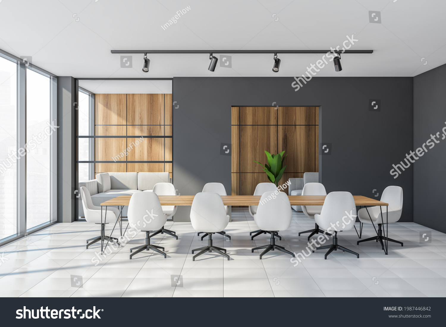 Interior Modern Office Conference Room Grey Stock Illustration ...